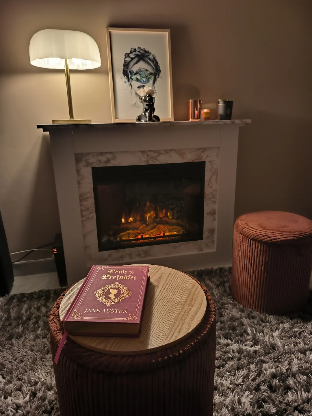 NARVIK - Set de 3 poufs avec rangement en bois et velours côtelé terracotta - Image 6