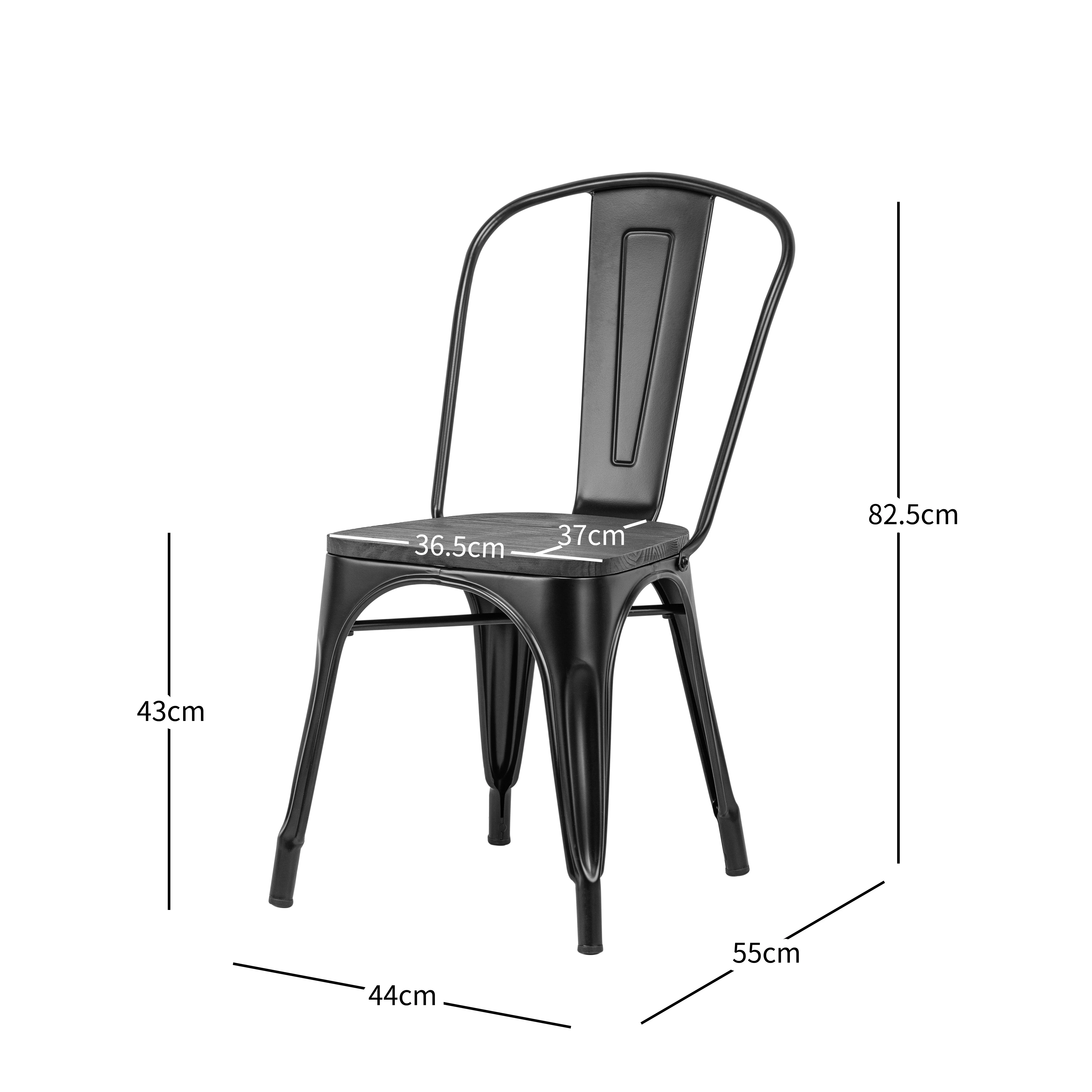 NASH - Lot de 4 chaises industrielles en métal et bois gris - Image 5