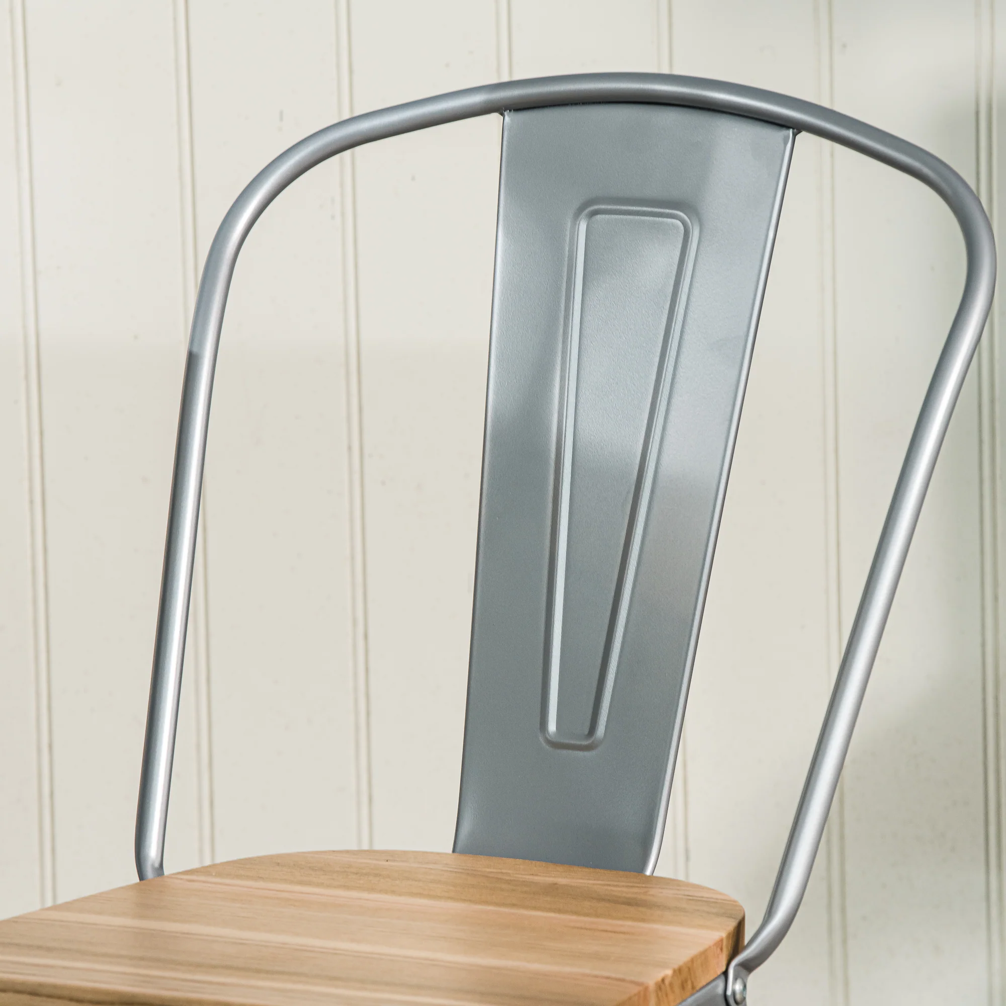NASH - Lot de 4 chaises industrielles en métal et bois gris - Image 6