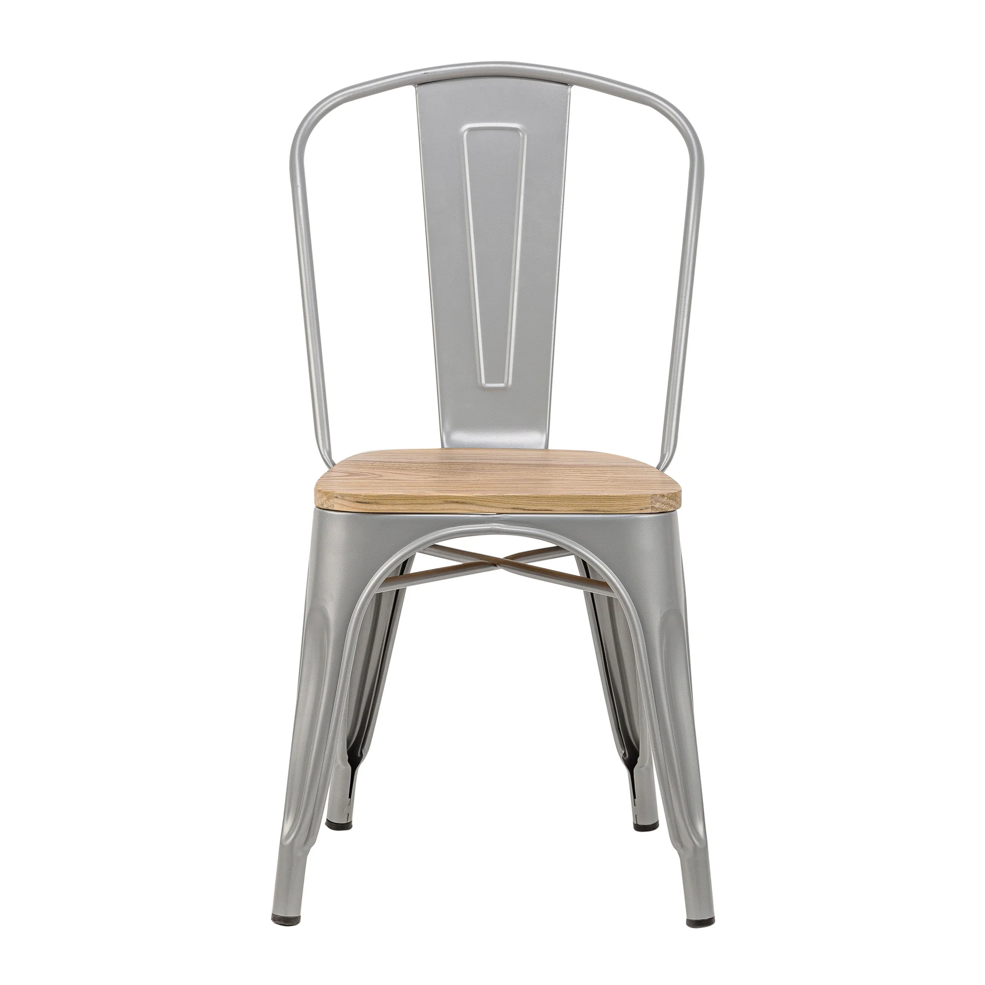NASH - Lot de 4 chaises industrielles en métal et bois gris - Image 9