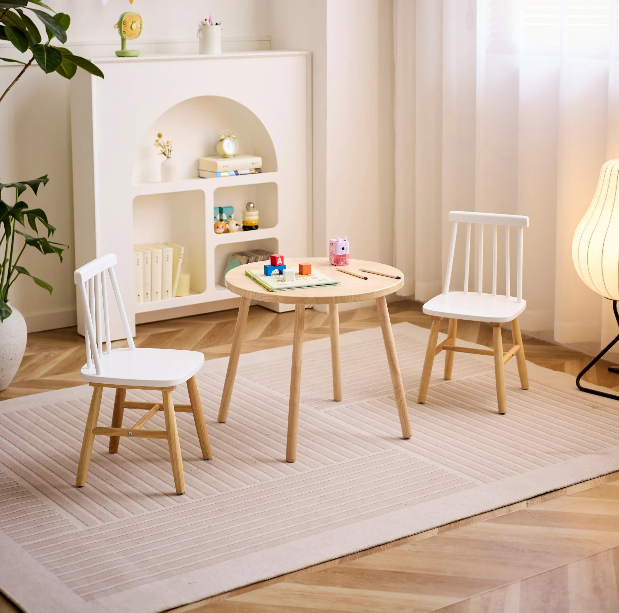 NESNA - Lot de 2 chaises pour enfants en bois blanc - Image 2
