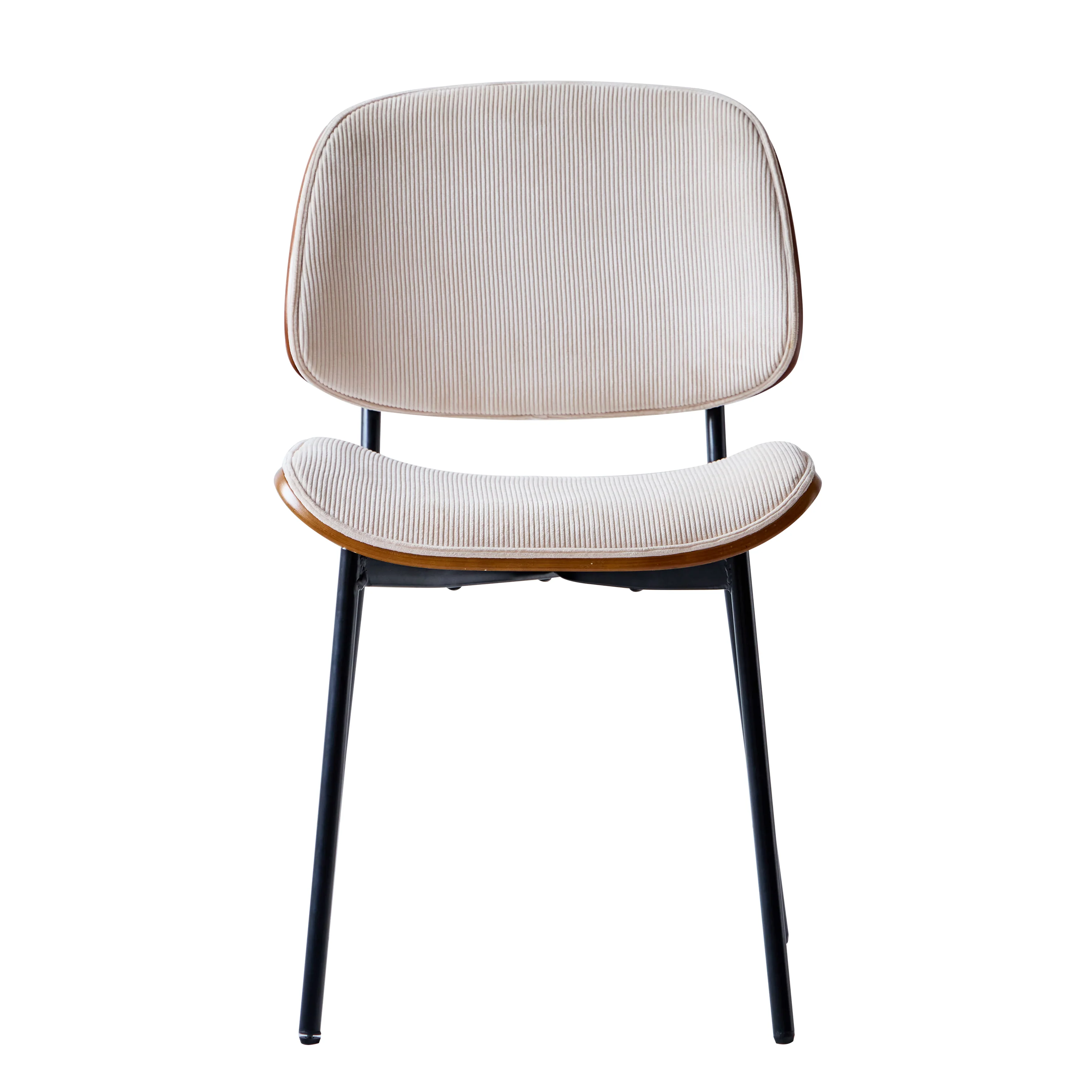 ODENSE - Lot de 2 chaises en bois et velours côtelé beige - Image 3