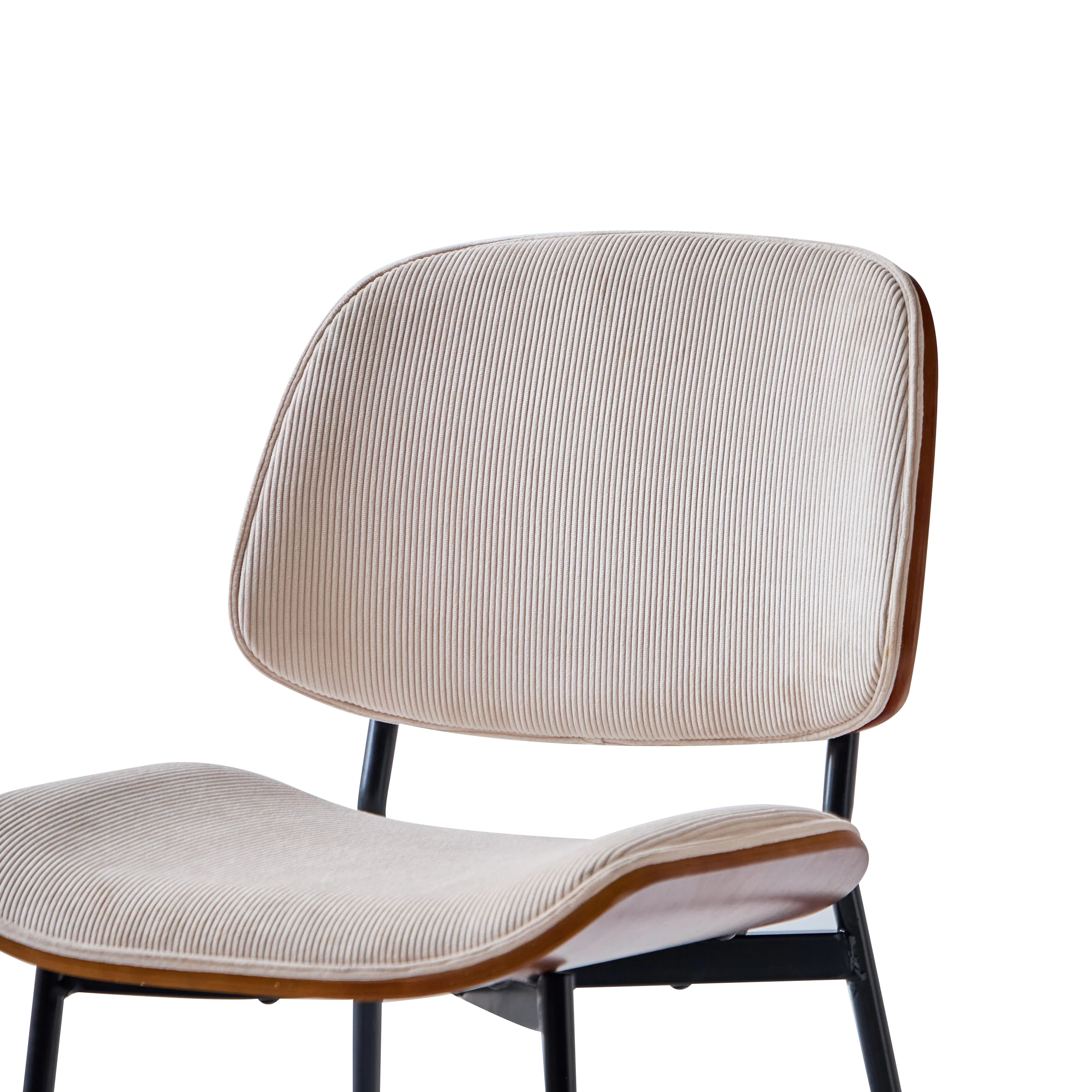 ODENSE - Lot de 2 chaises en bois et velours côtelé beige - Image 5