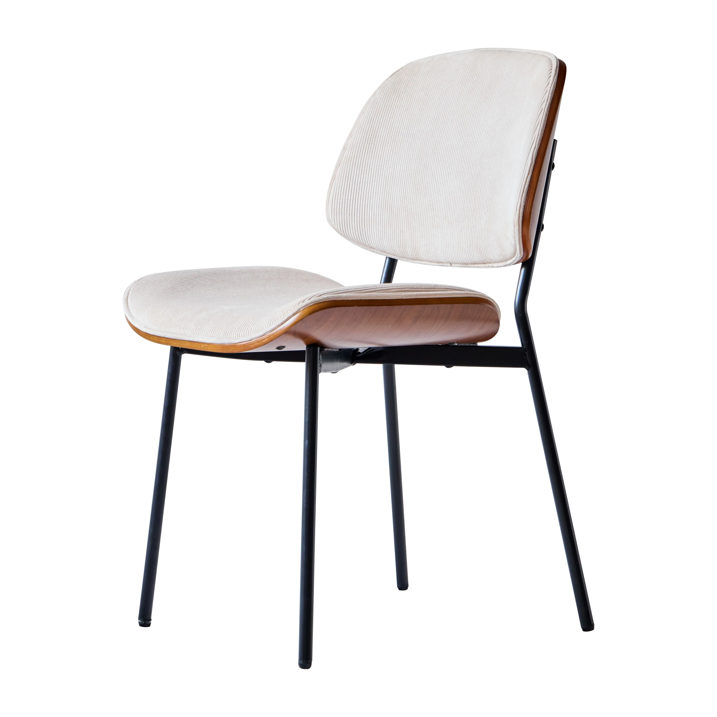 ODENSE - Lot de 2 chaises en bois et velours côtelé beige - Image 6