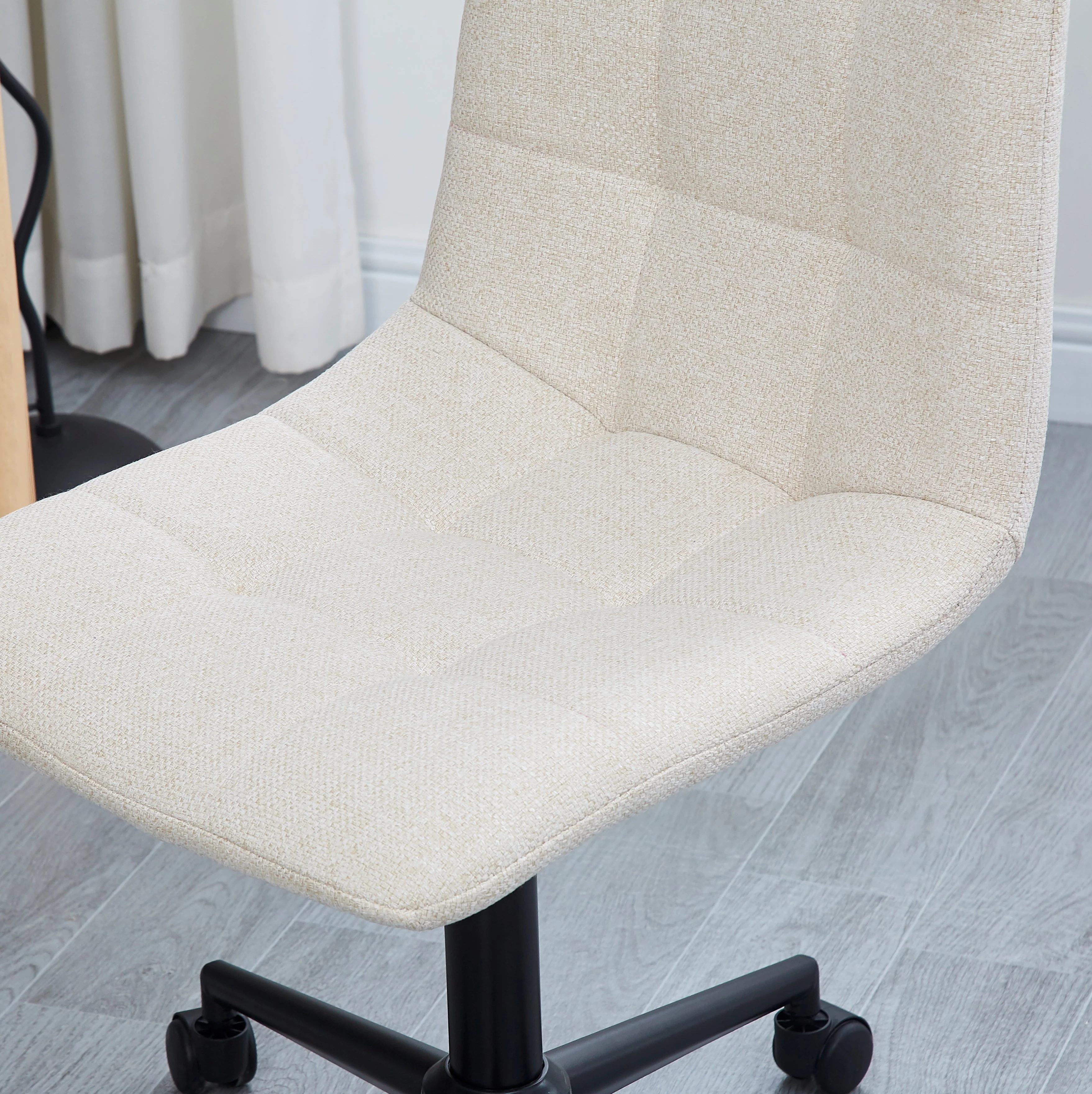 BJORN - Chaise de bureau capitonnée réglable en tissu beige - Image 4