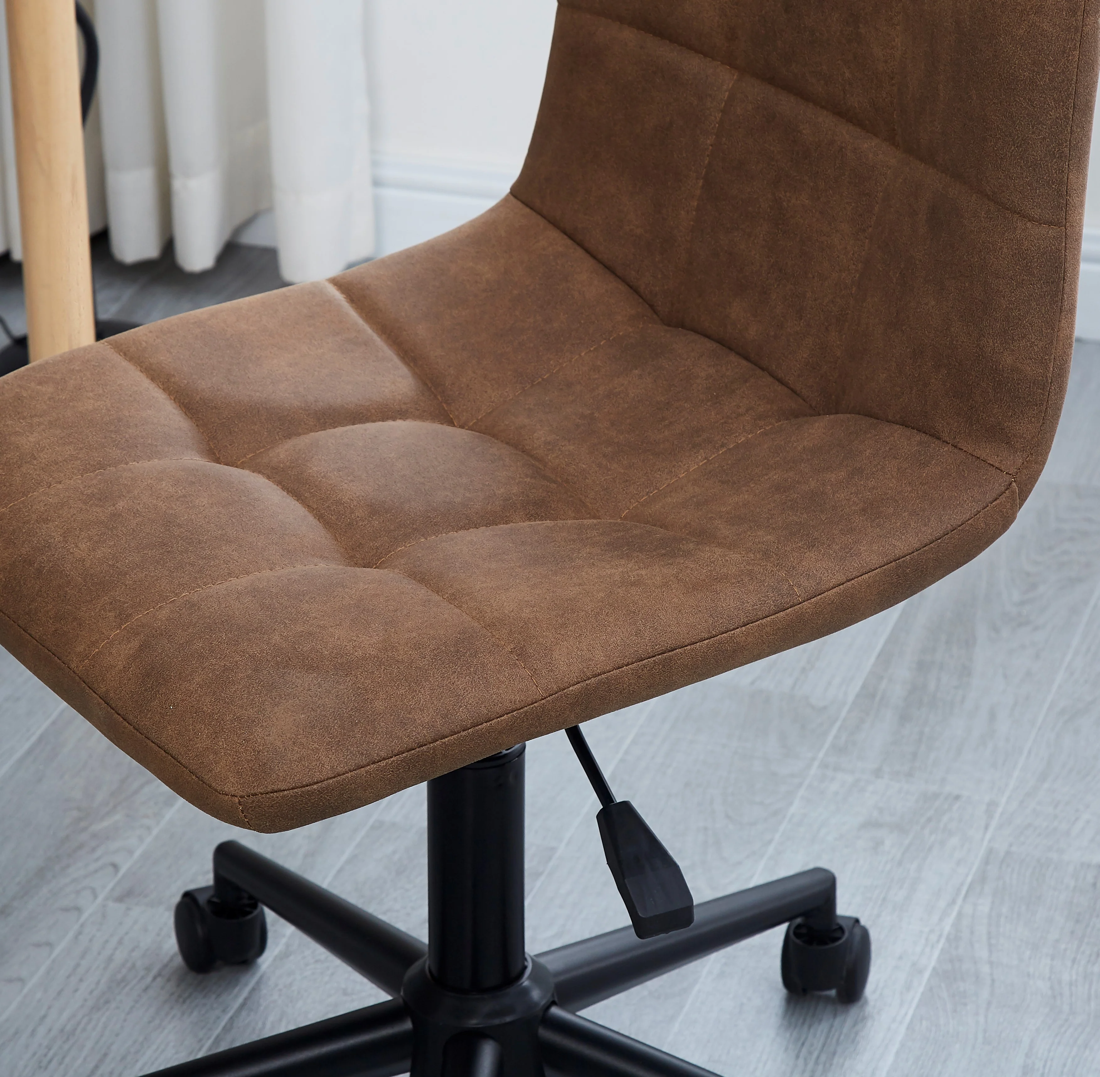 BJORN - Chaise de bureau capitonnée réglable en suèdine marron - Image 6