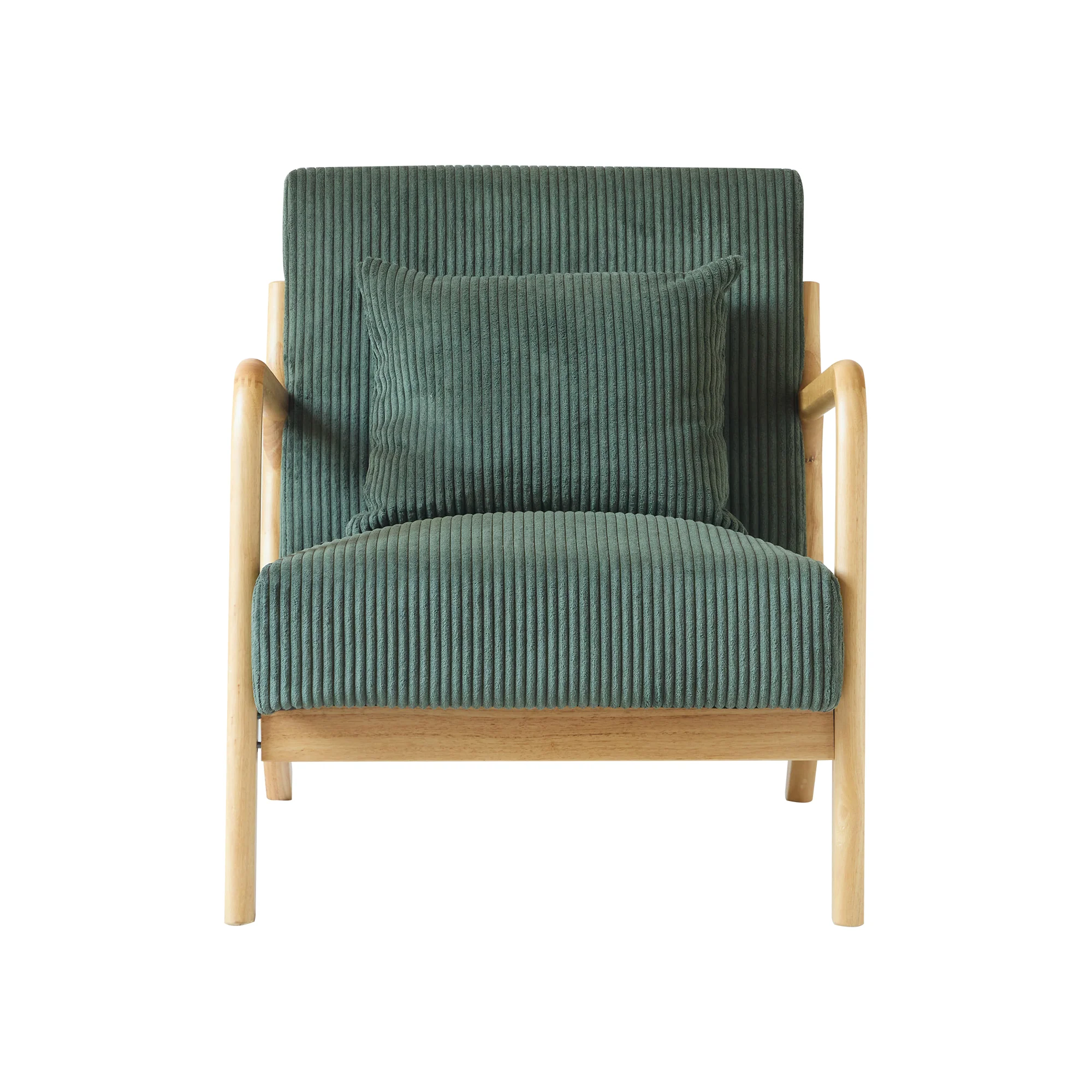 OHAMA - Fauteuil de salon en bois massif et velours côtelé vert - Image 6