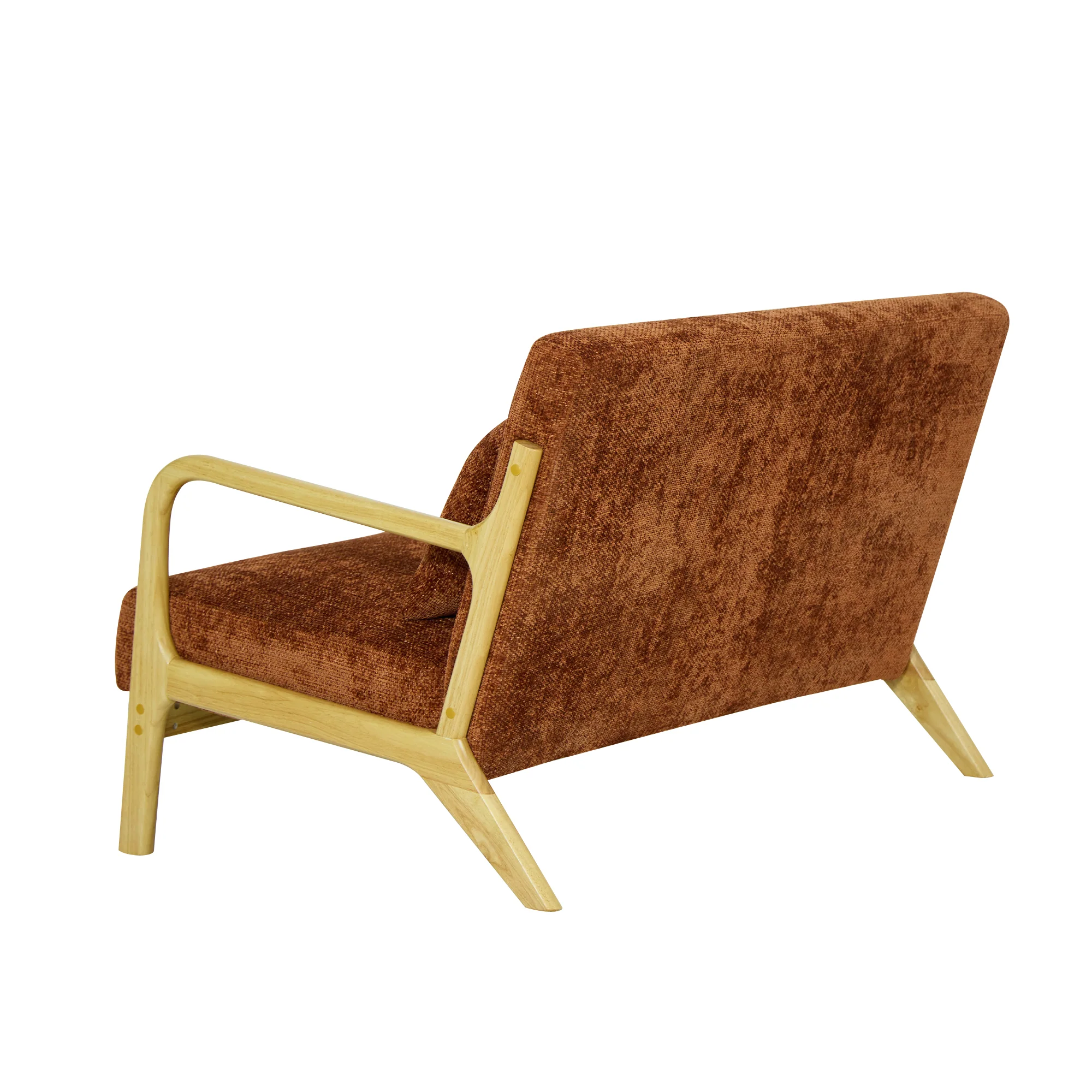 OHAMA - Banquette scandinave 2 places en bois et tissu terracotta - Image 9