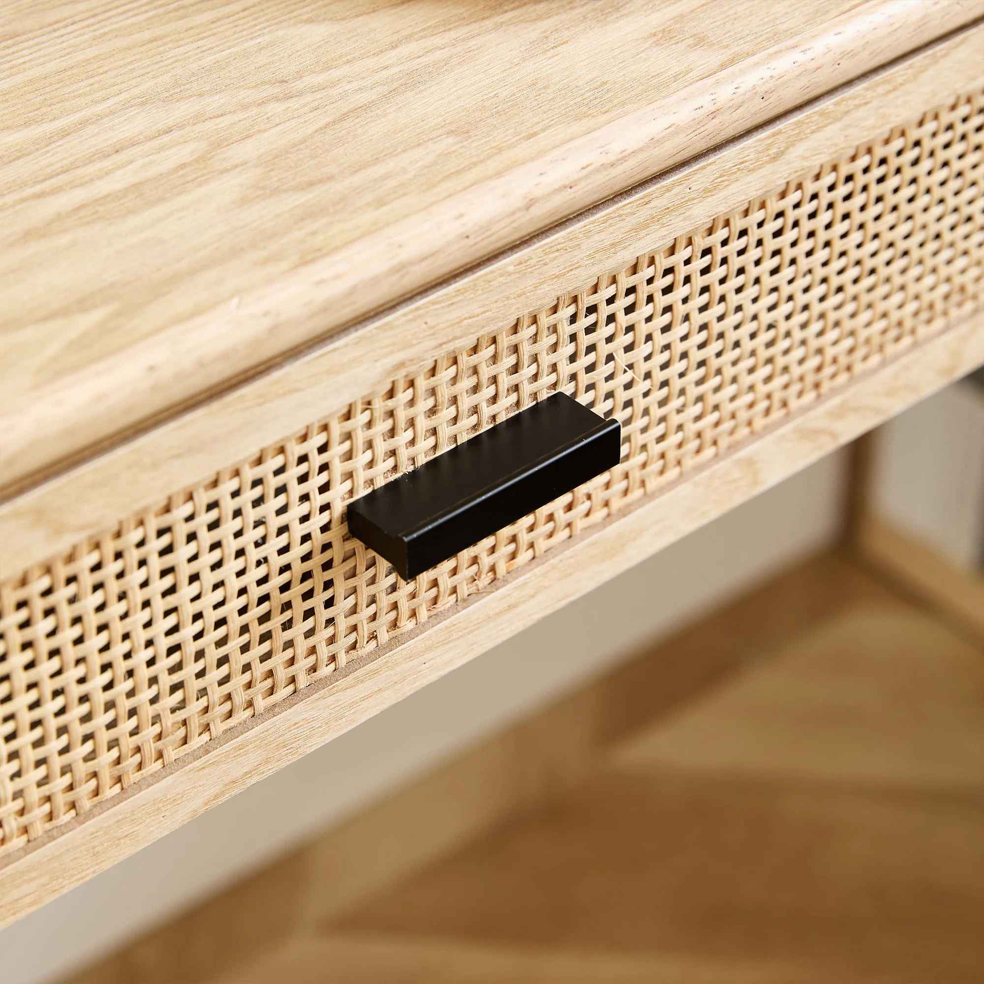 PITEA - Table de chevet murale en bois et rotin naturel - Image 3