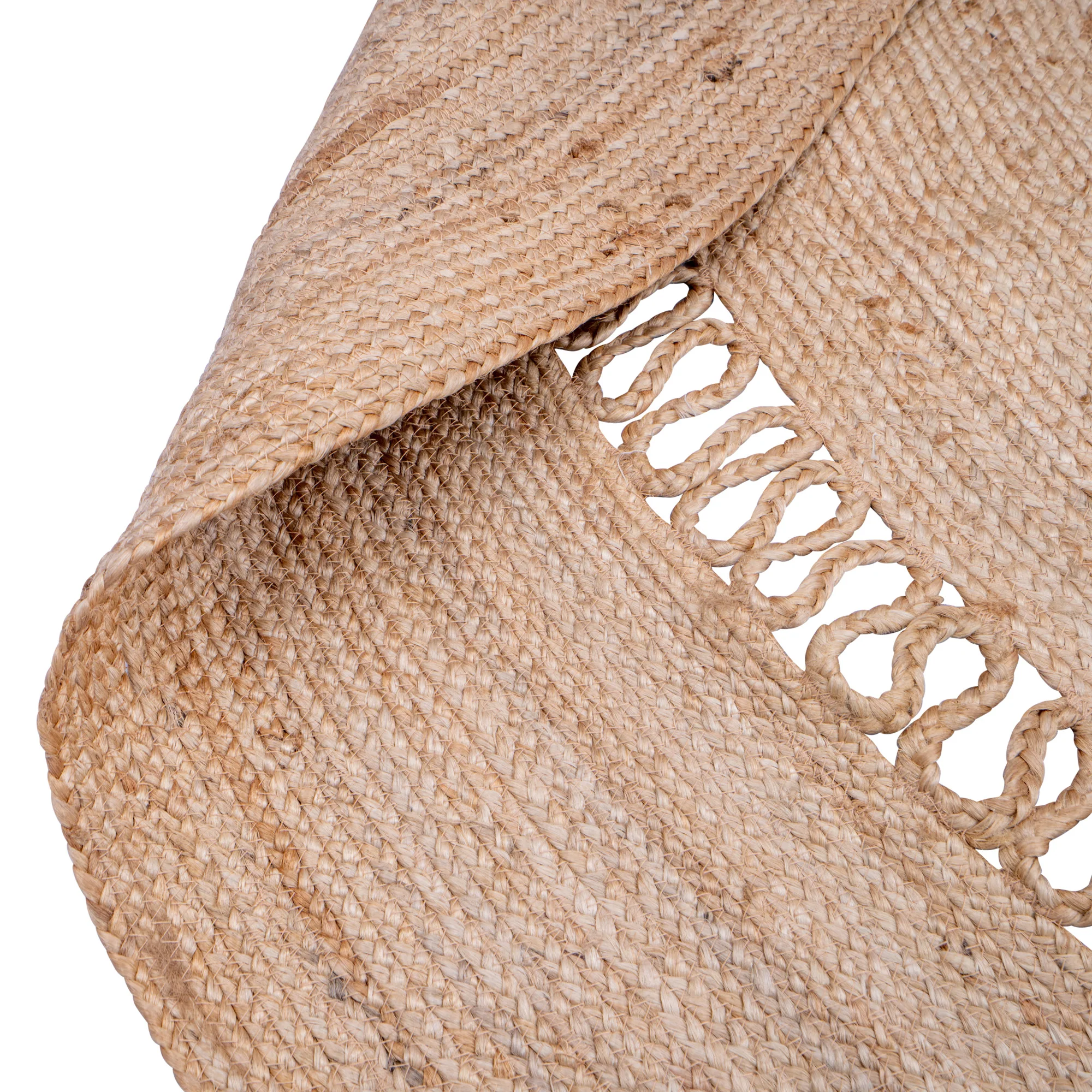 RUNE - Tapis rond en jute naturelle tissée marron 130 x 130 cm - Image 7
