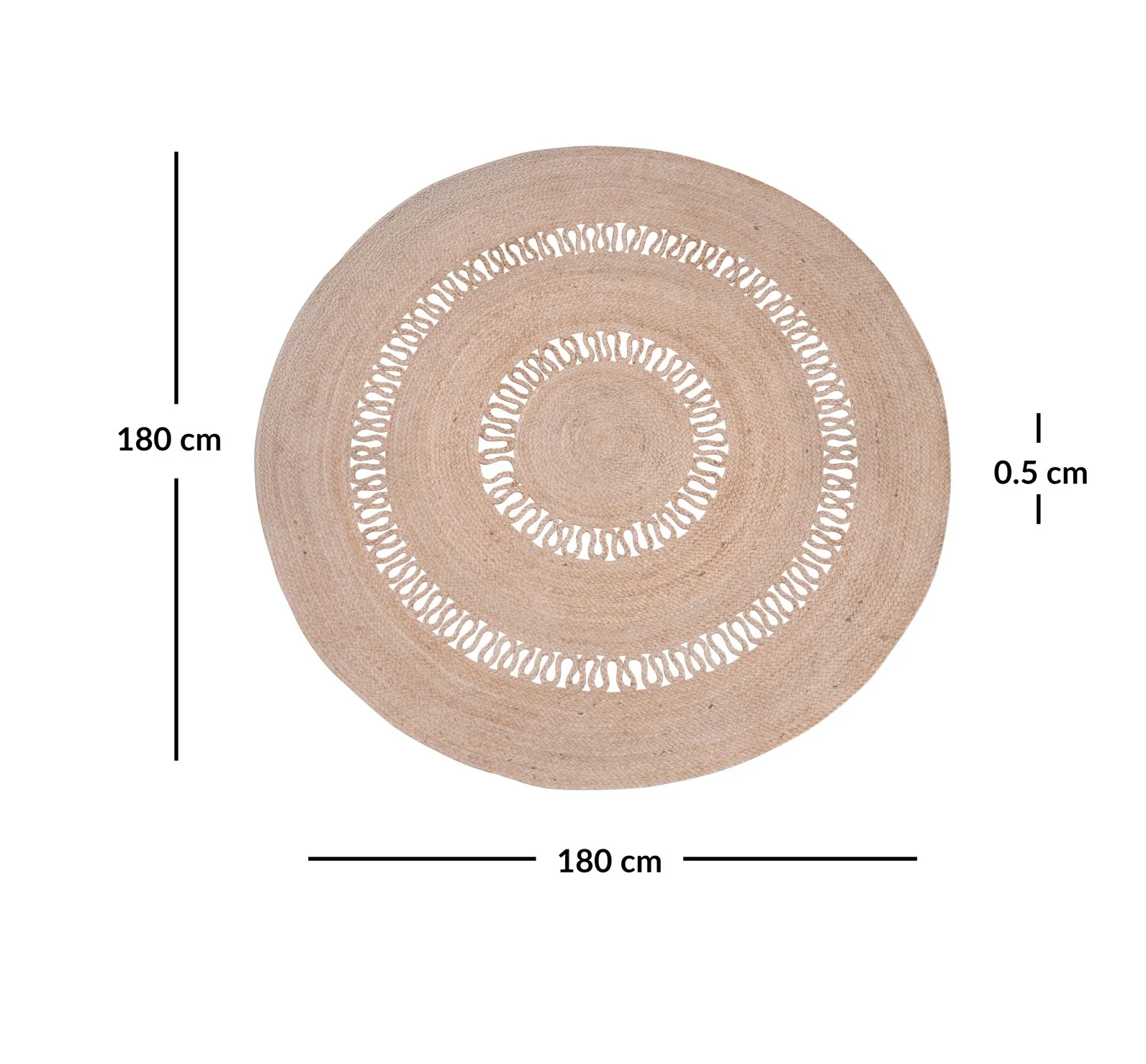 RUNE- Tapis rond en jute naturelle tissée marron 180 x 180 cm - Image 6