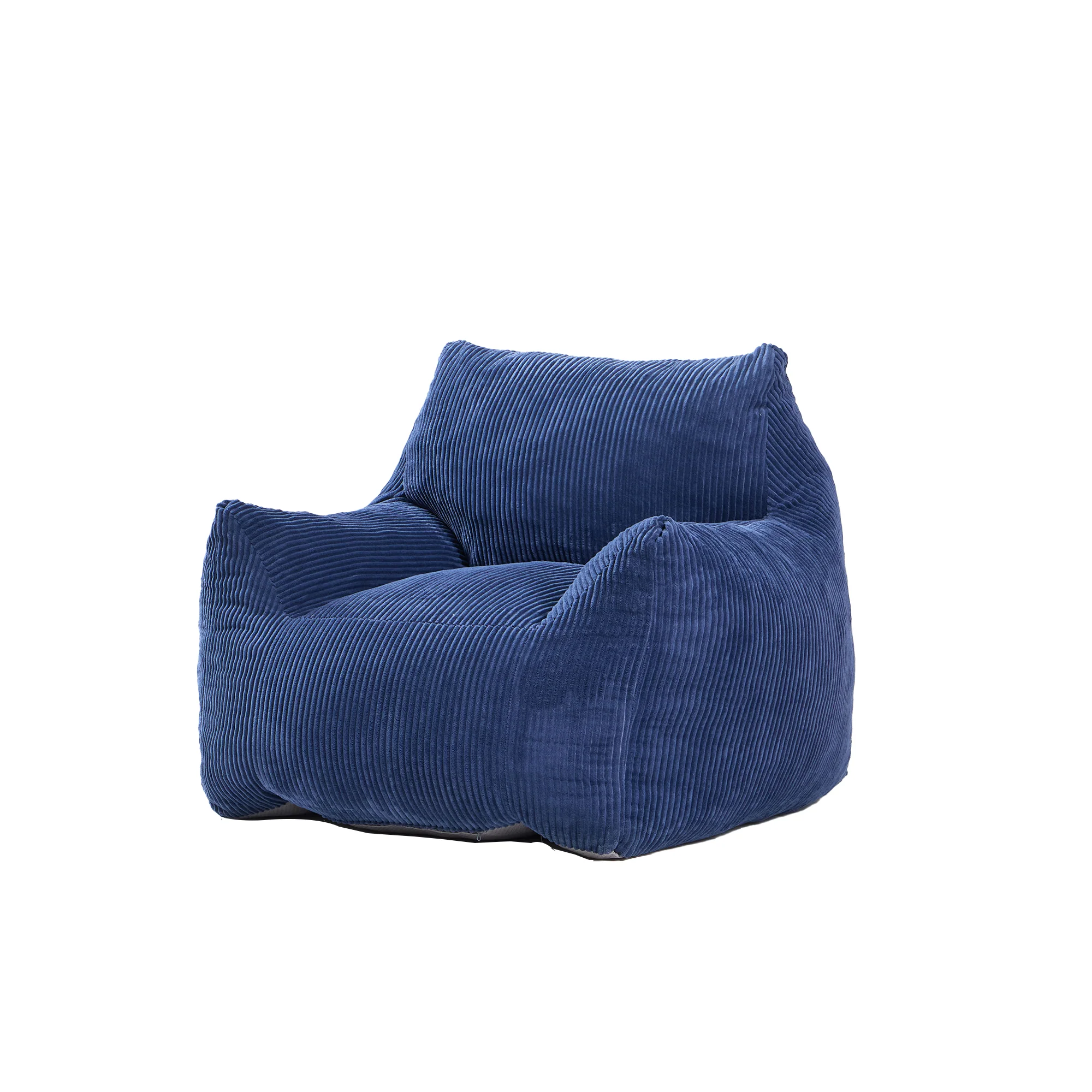 SABY - Pouf et repose pieds en velours côtelé bleu - Image 9