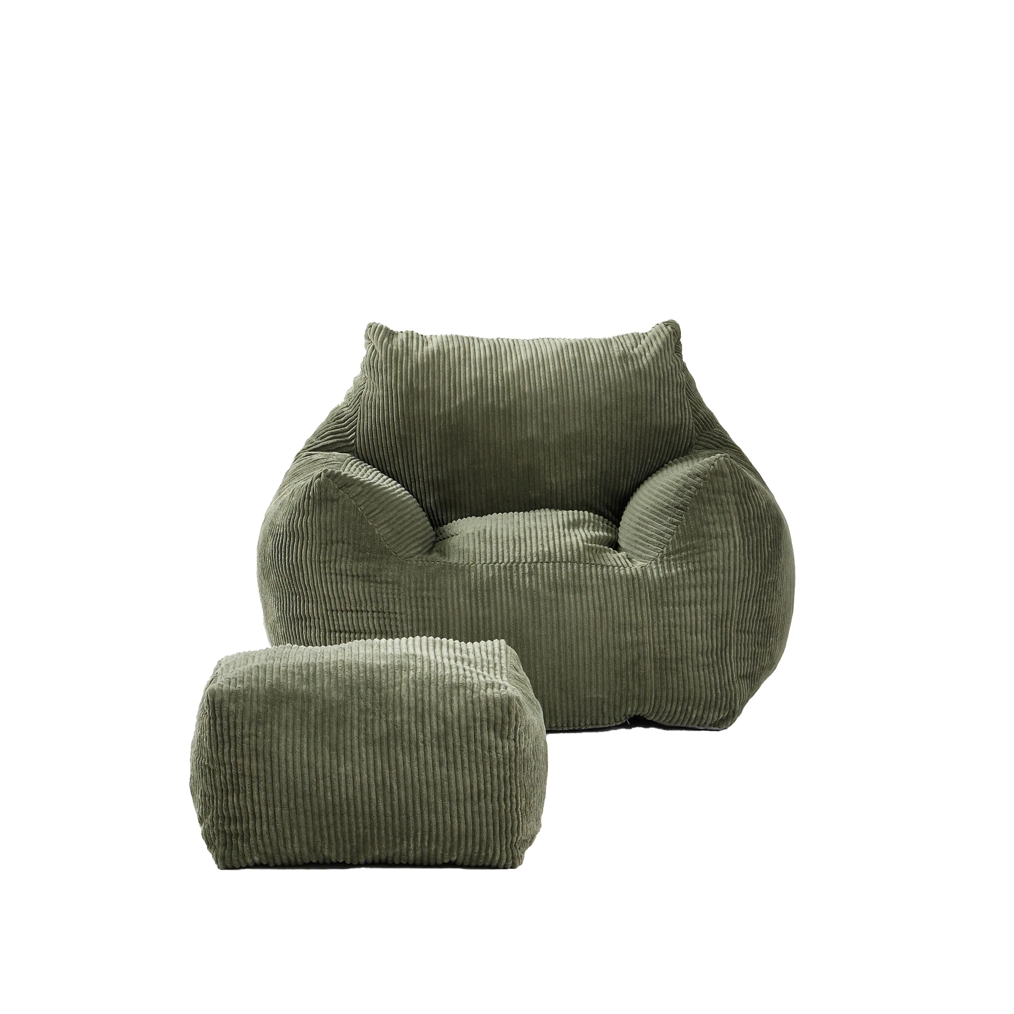 SABY - Pouf et repose pieds en velours côtelé vert - Image 9