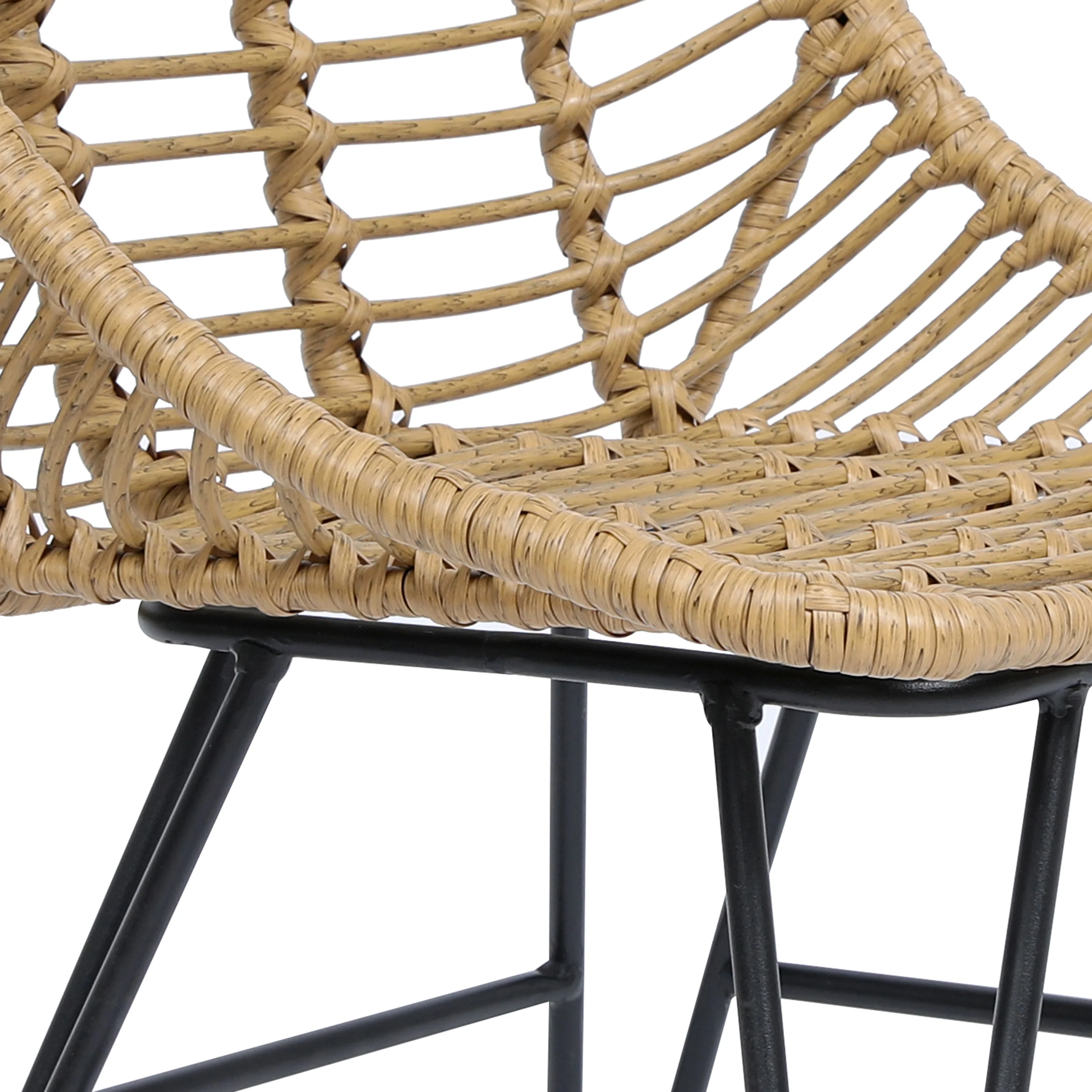 SAIGON - Lot de 4 chaises en métal et rotin - Image 6