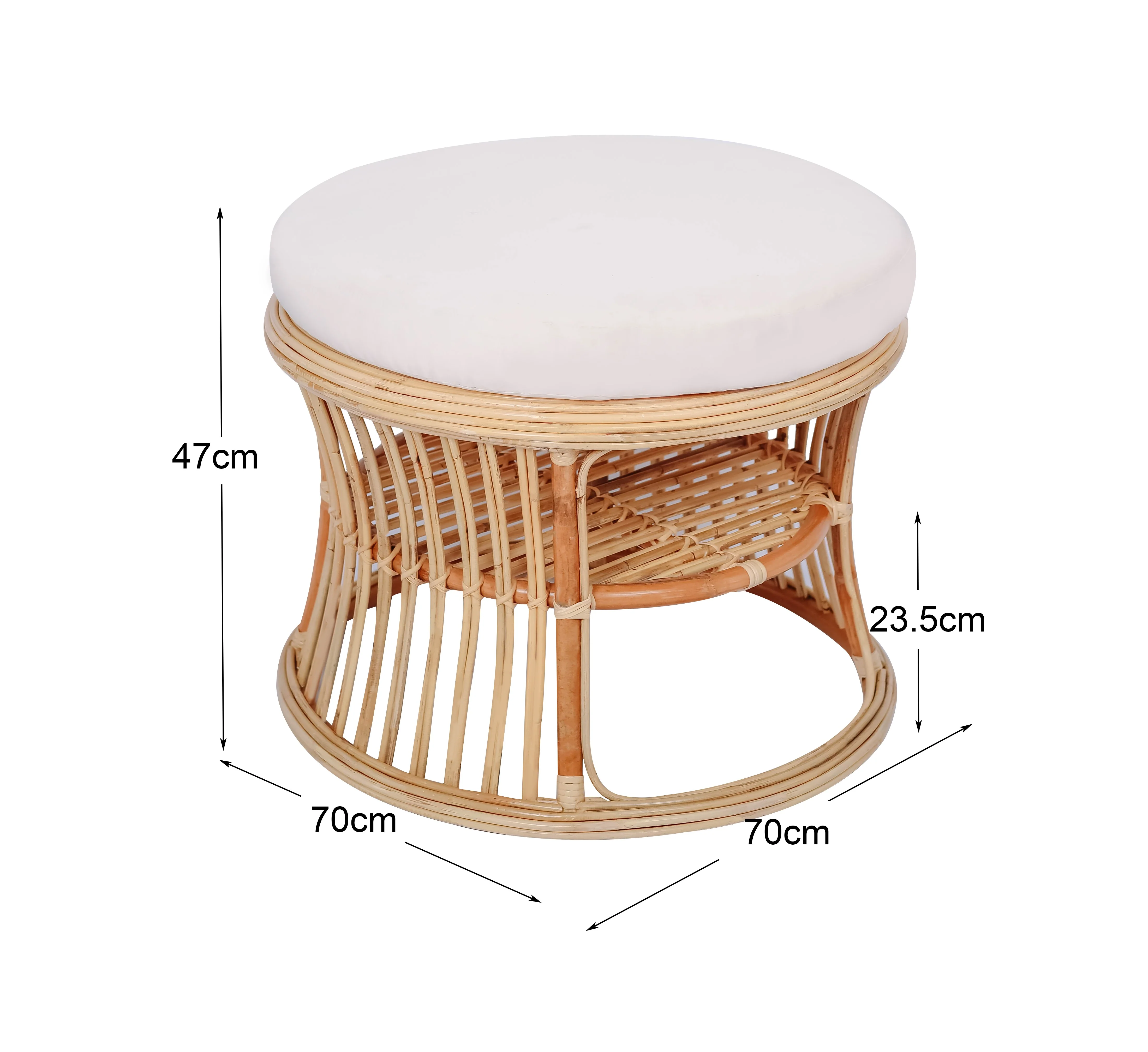 SERAM - Pouf en rotin naturel et tissu beige - Image 5