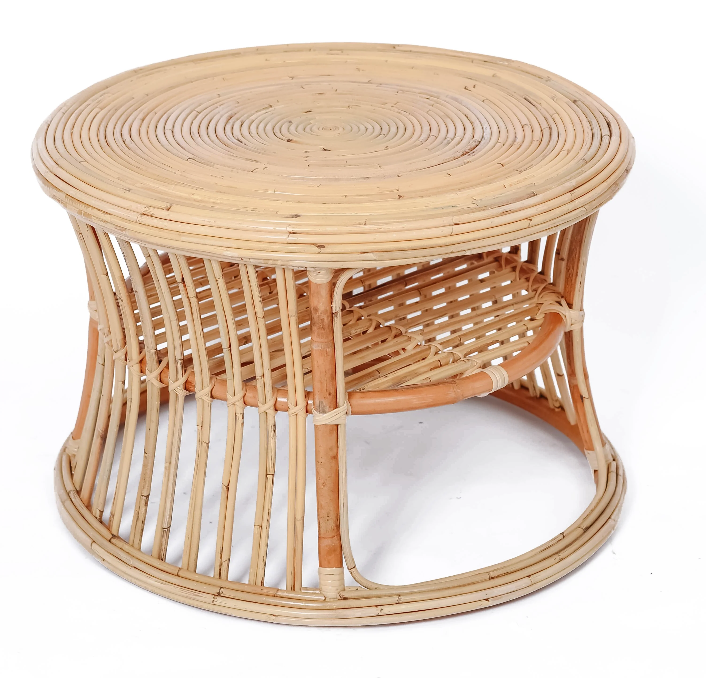 SERAM - Pouf en rotin naturel et tissu beige - Image 7