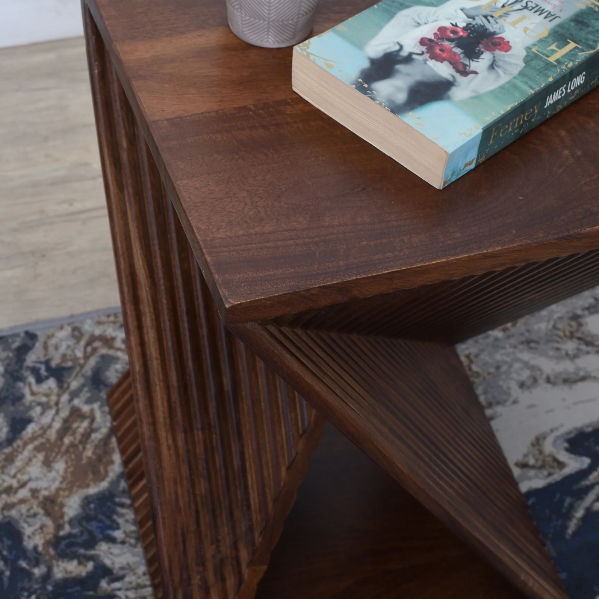 SIMIA - Table appoint bout de canapé en bois de manguier foncé - Image 3