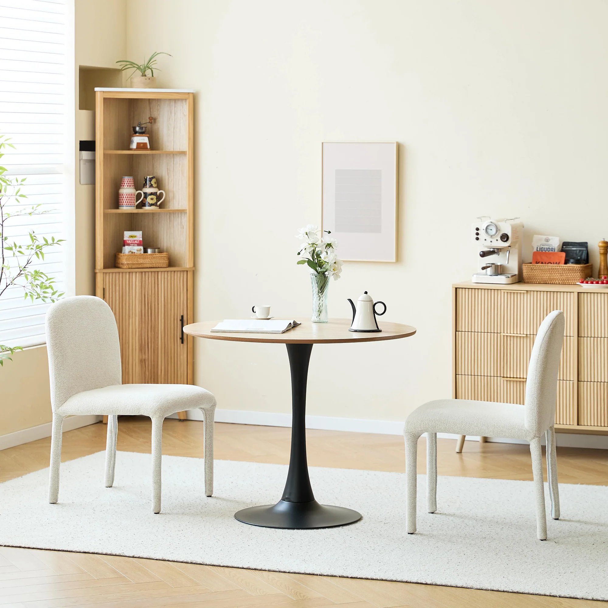 SMOLA - Lot de 2 chaises scandinaves en tissu beige - Image 2