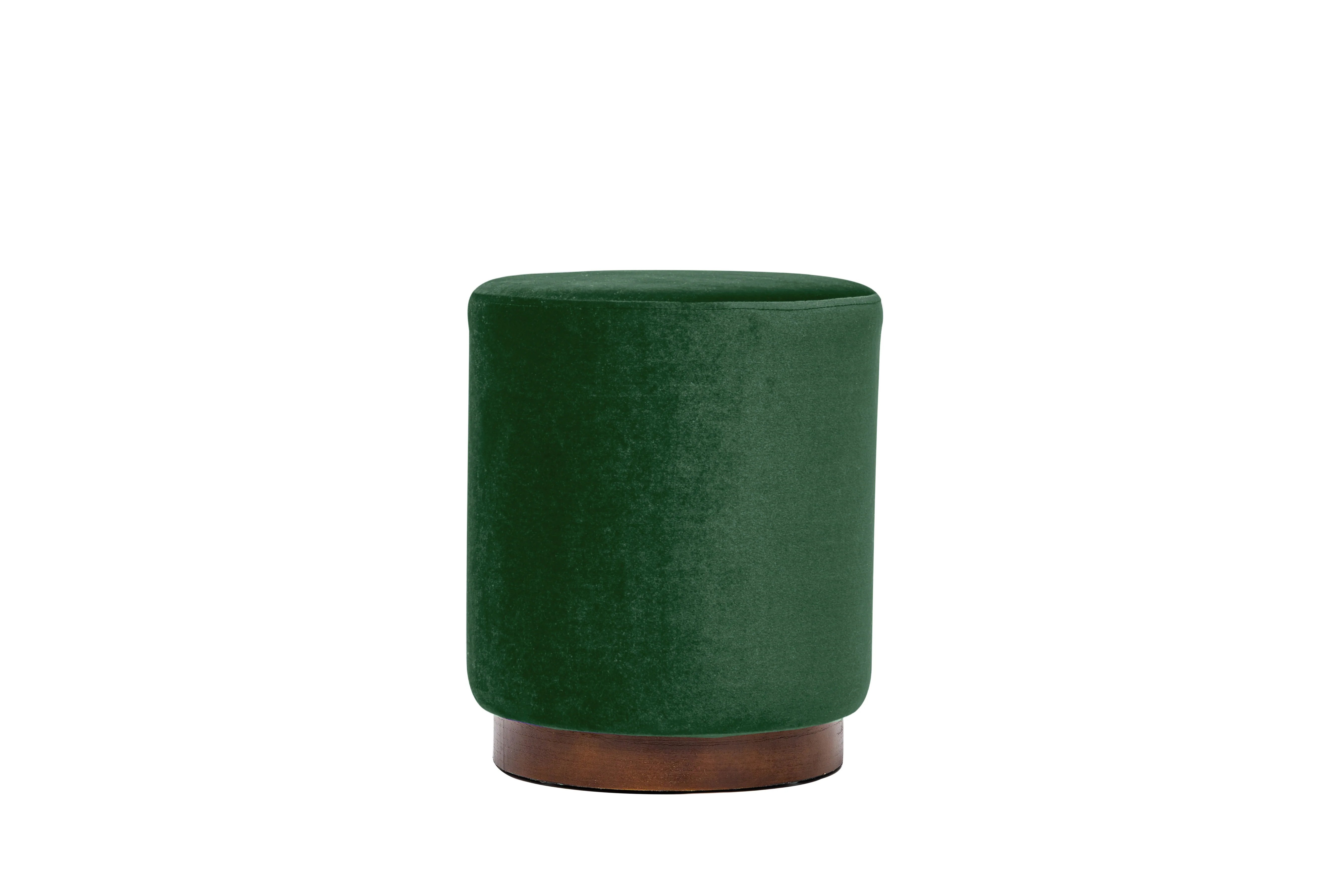 SOKA - Pouf en velours vert et base en bois - Image 4