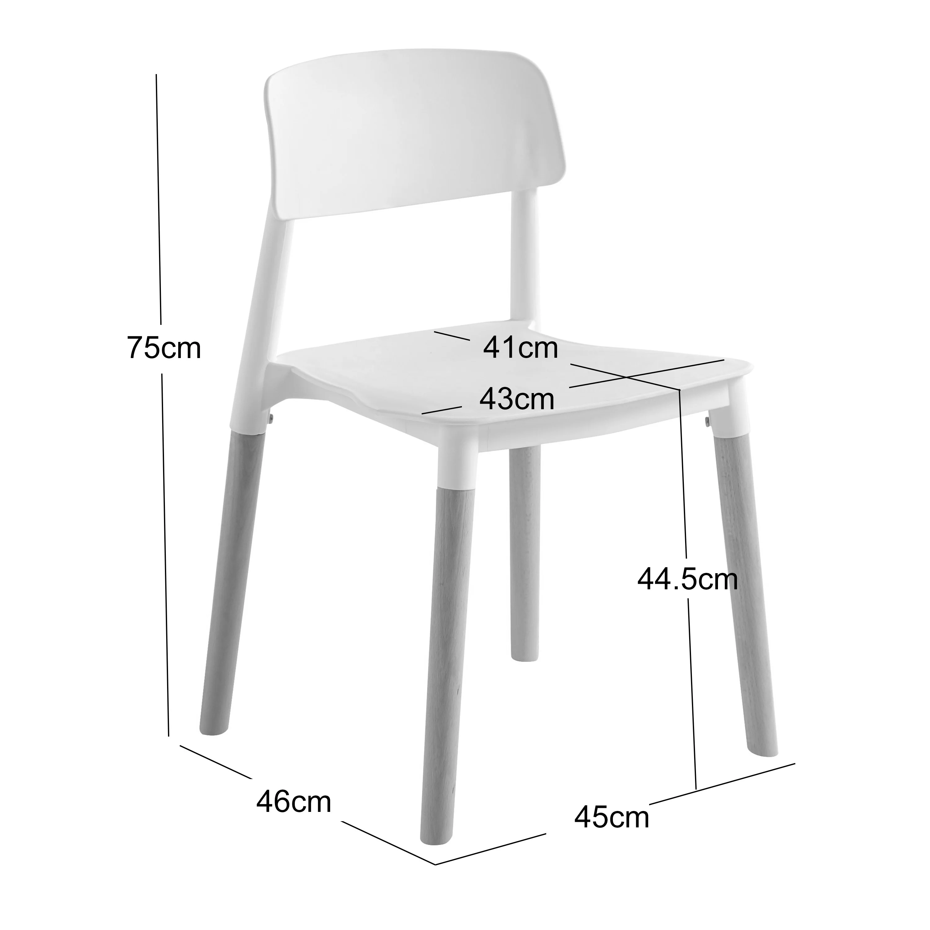 SORO - Lot de 4 chaises scandinaves en bois et polypropylène blanc - Image 5