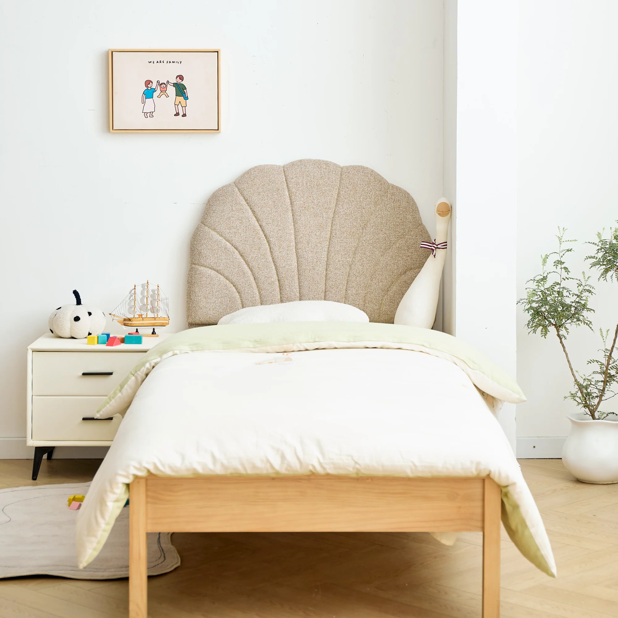 SUND - Tête de lit 90 en tissu beige - Image 5