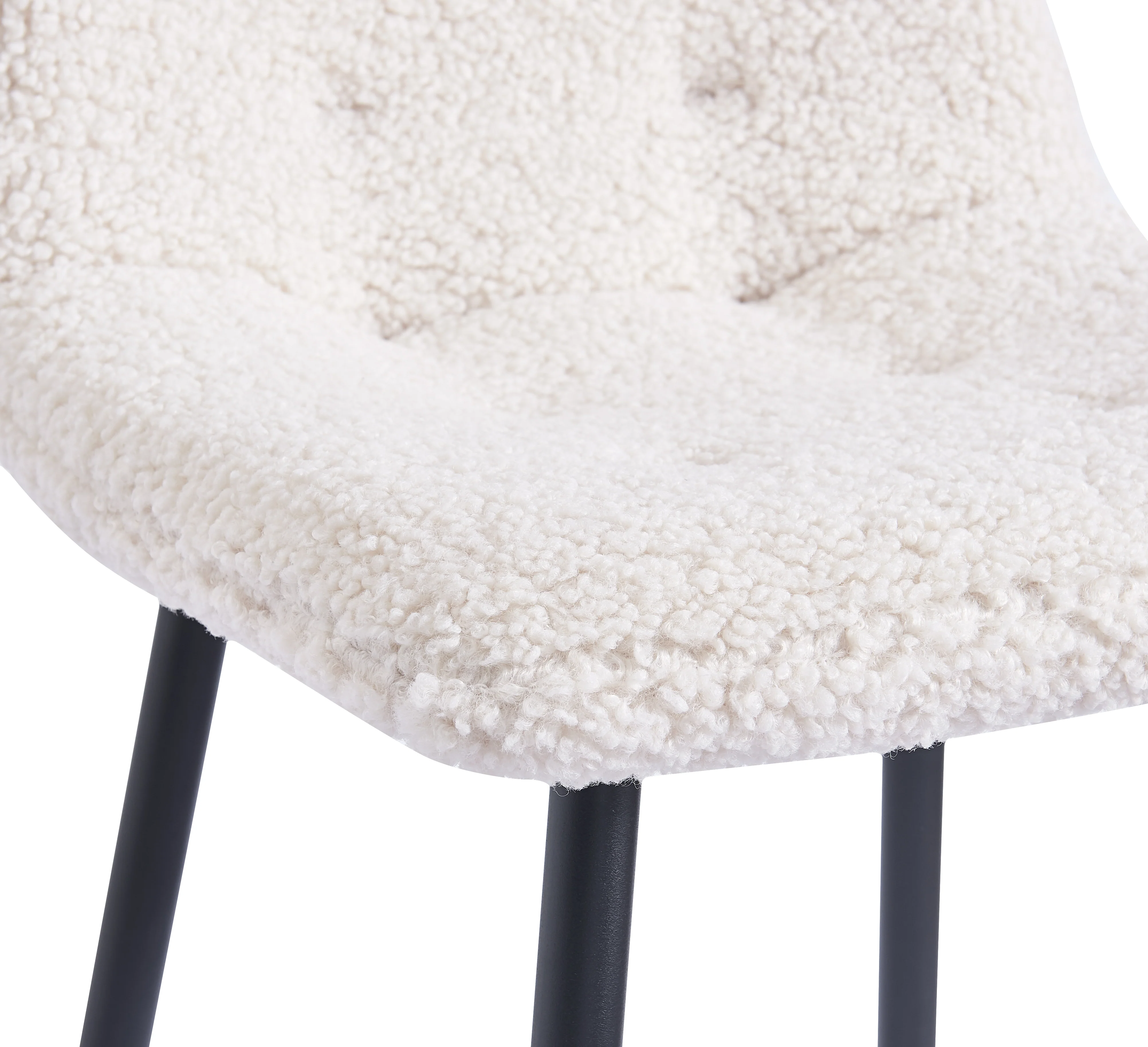 BJORN - Lot de 2 tabourets de bar en métal et bouclettes blanches - Image 6
