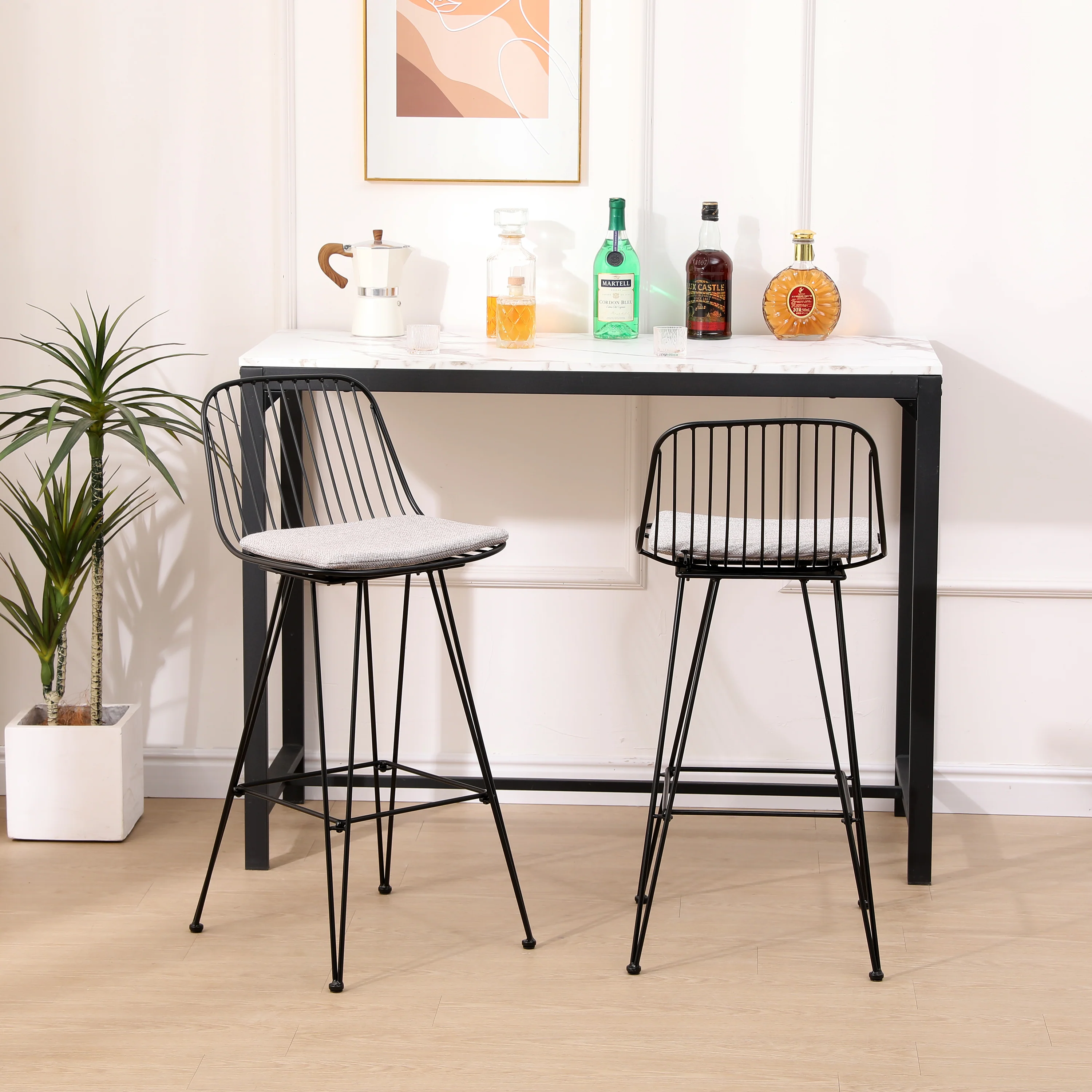 CHESTER - Lot de 2 tabourets de bar en métal style industriel noir - Image 2