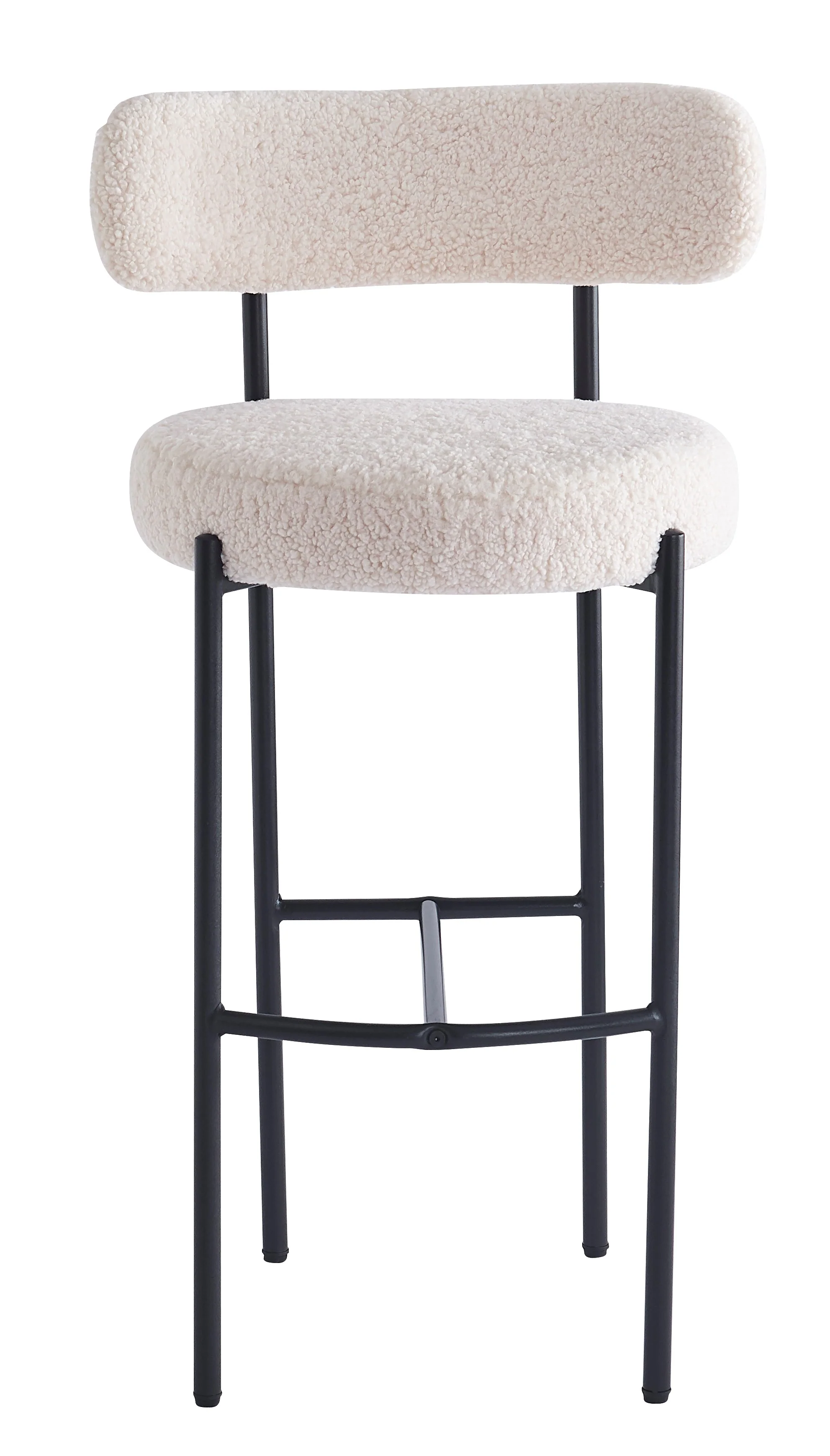 LARS - Lot de 2 tabourets de bar en métal et bouclettes blanches - Image 6