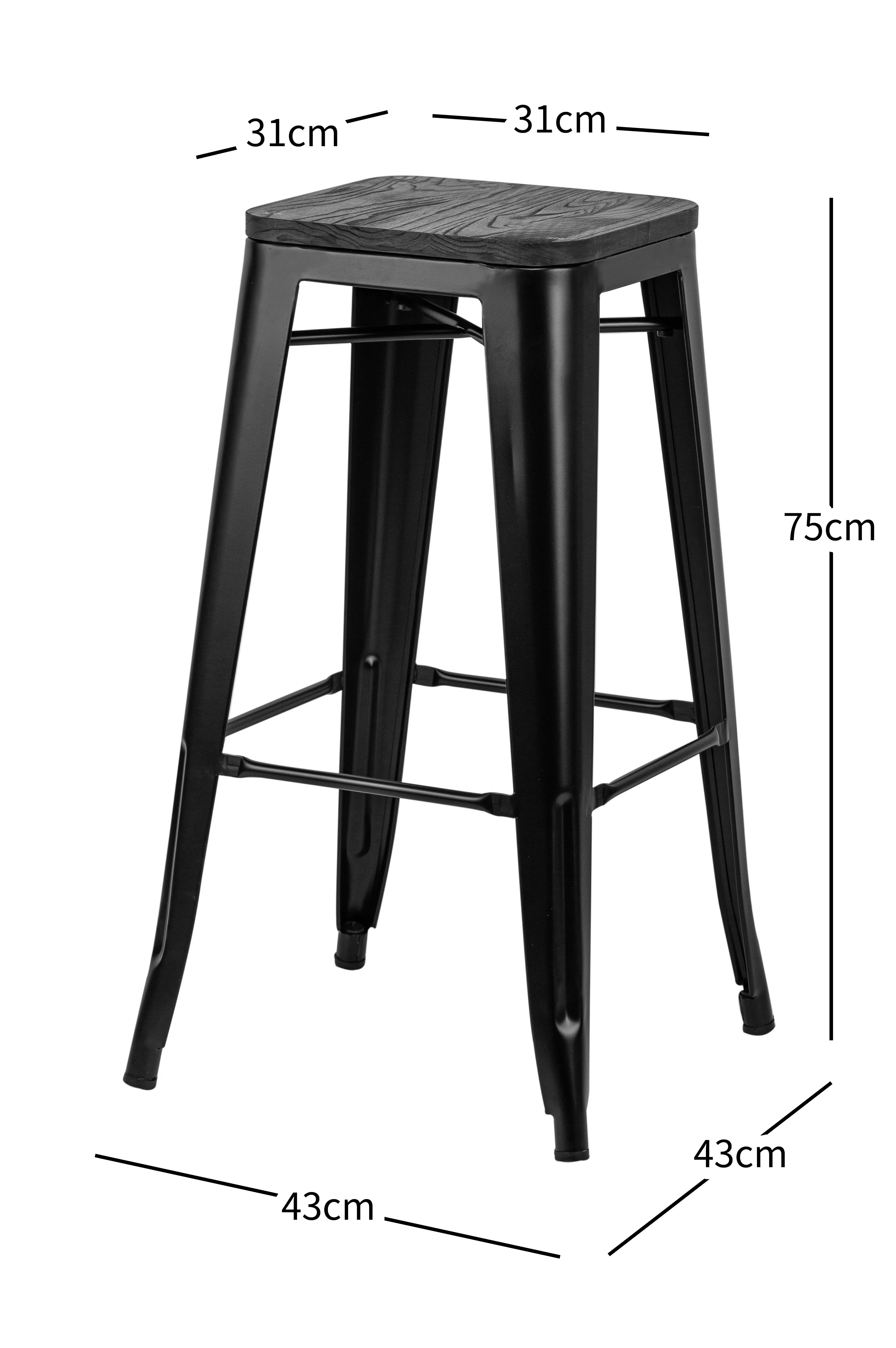 NASH - Lot de 4 tabourets de bar en métal et bois gris - Image 4