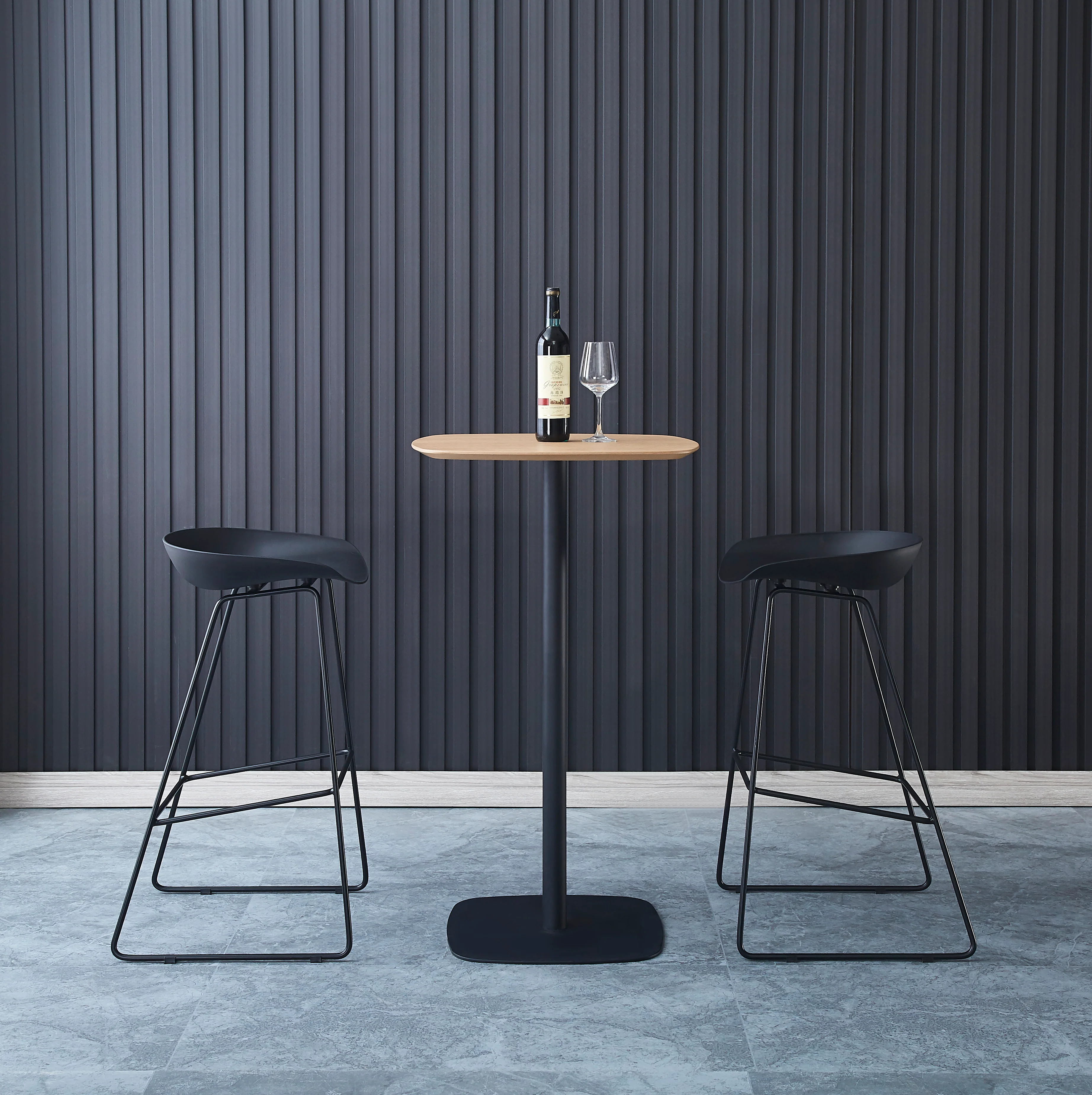 OSLO - Lot de 4 tabourets de bar en métal et assise noir - Image 3