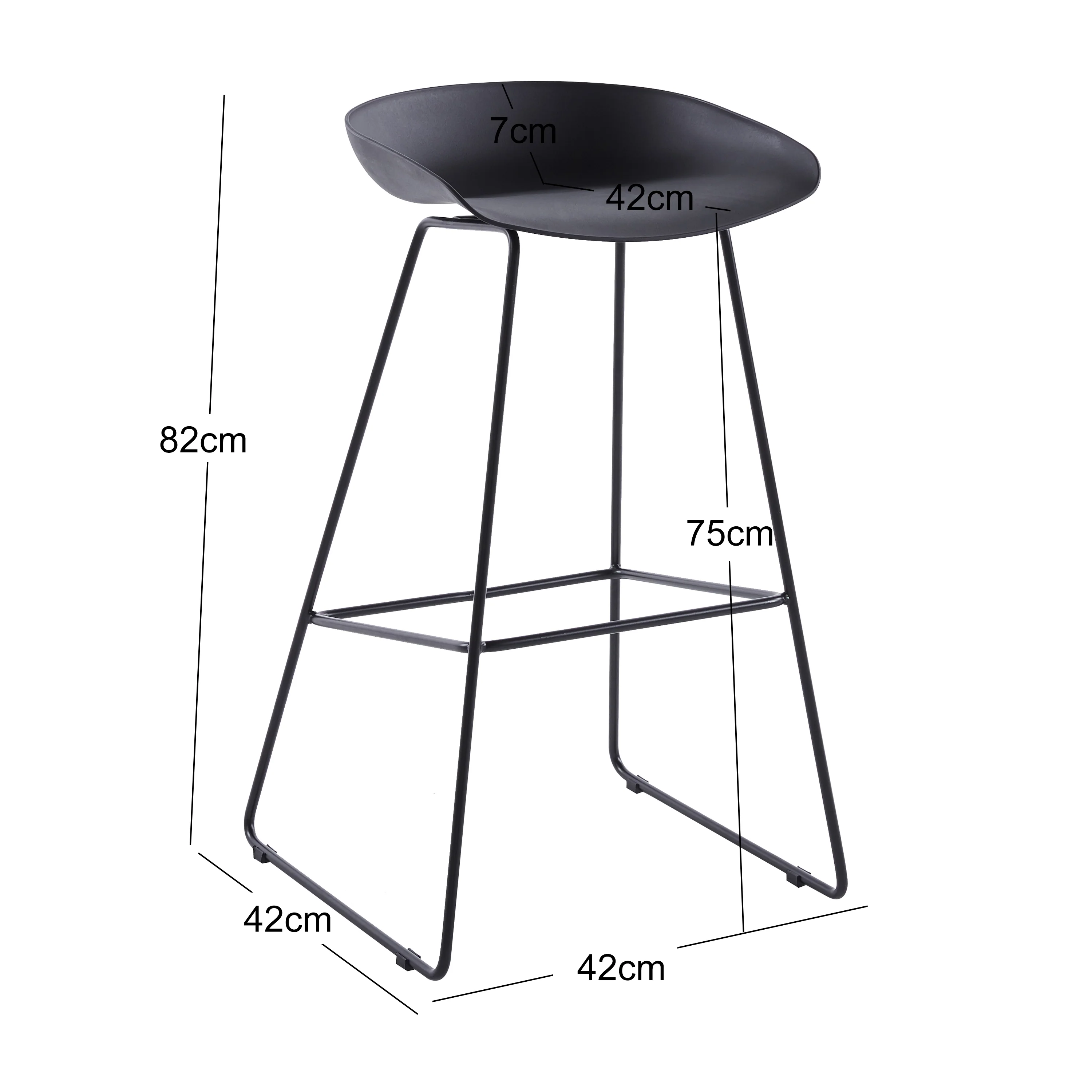 OSLO - Lot de 4 tabourets de bar en métal et assise noir - Image 5