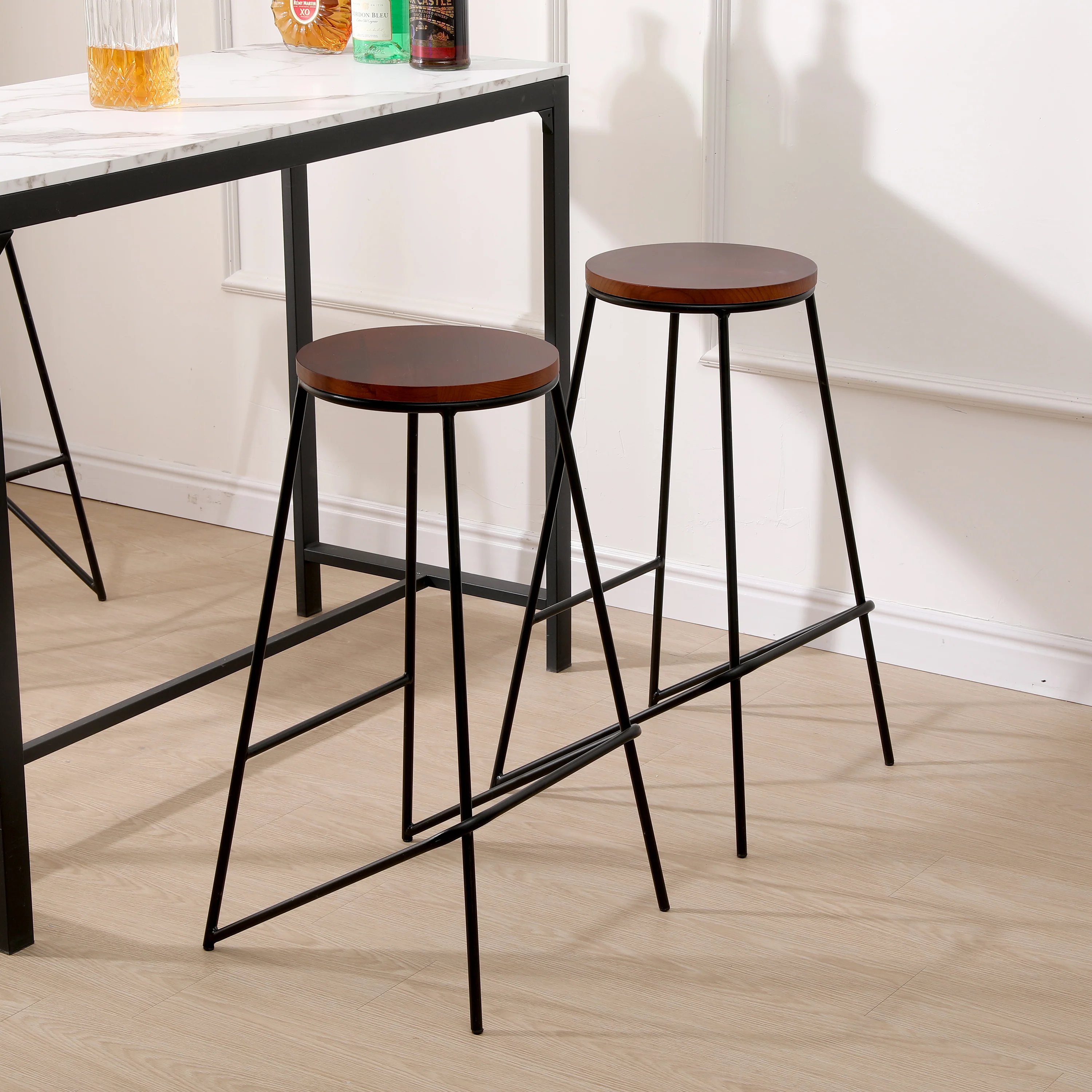 OXFORD - Lot de 4 tabourets de bar en métal et bois - Image 3