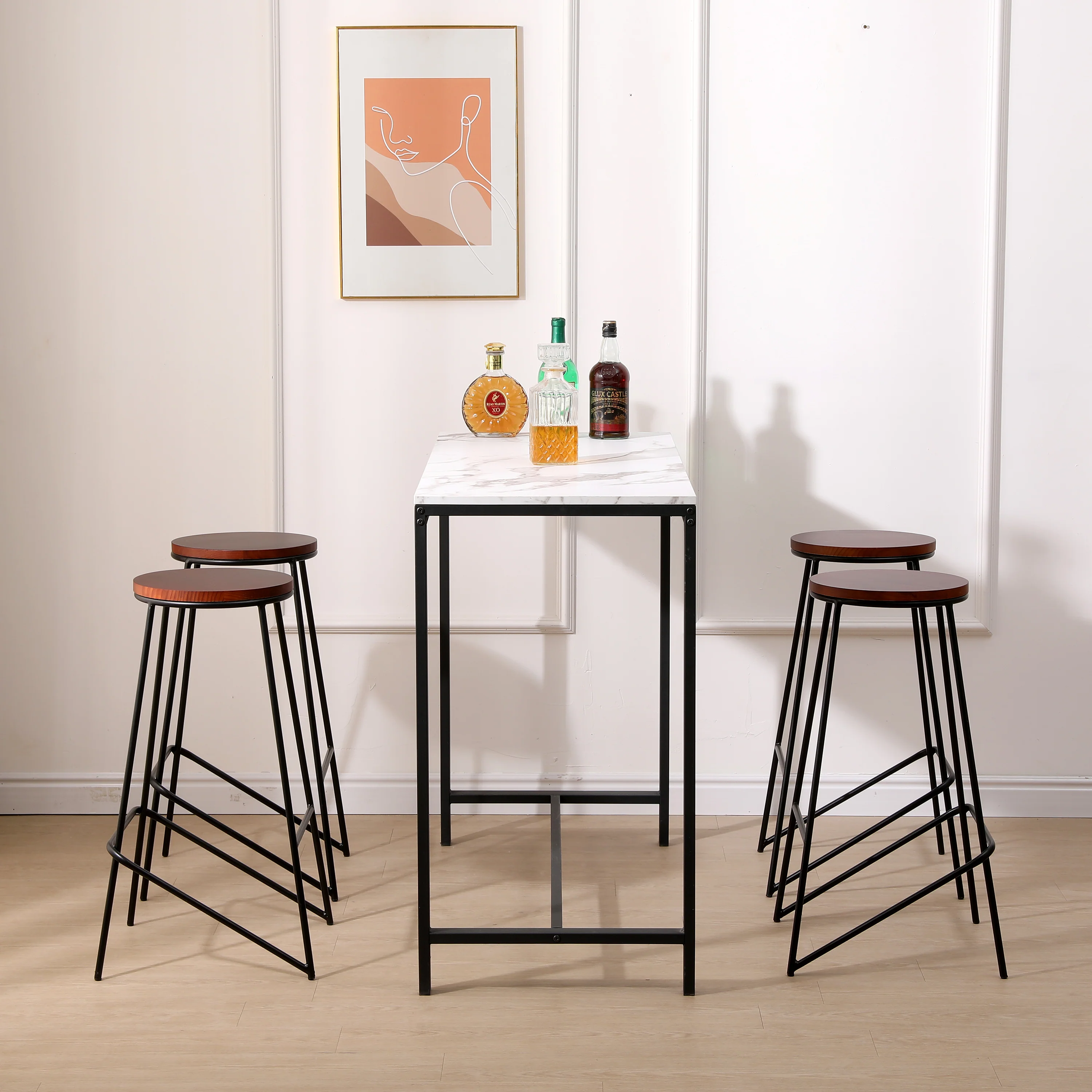 OXFORD - Lot de 4 tabourets de bar en métal et bois - Image 6