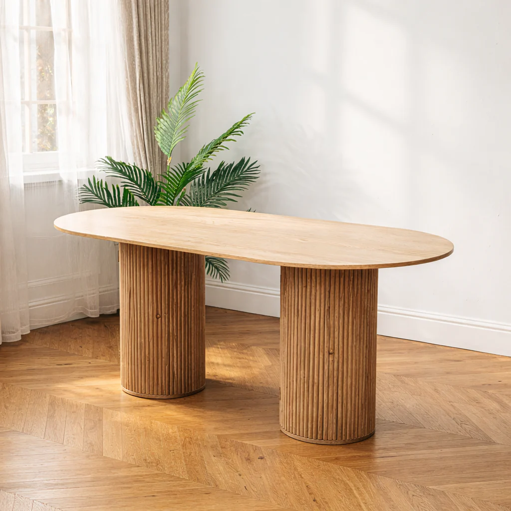 PIREUS - Table a manger ovale 6 personnes en pin massif