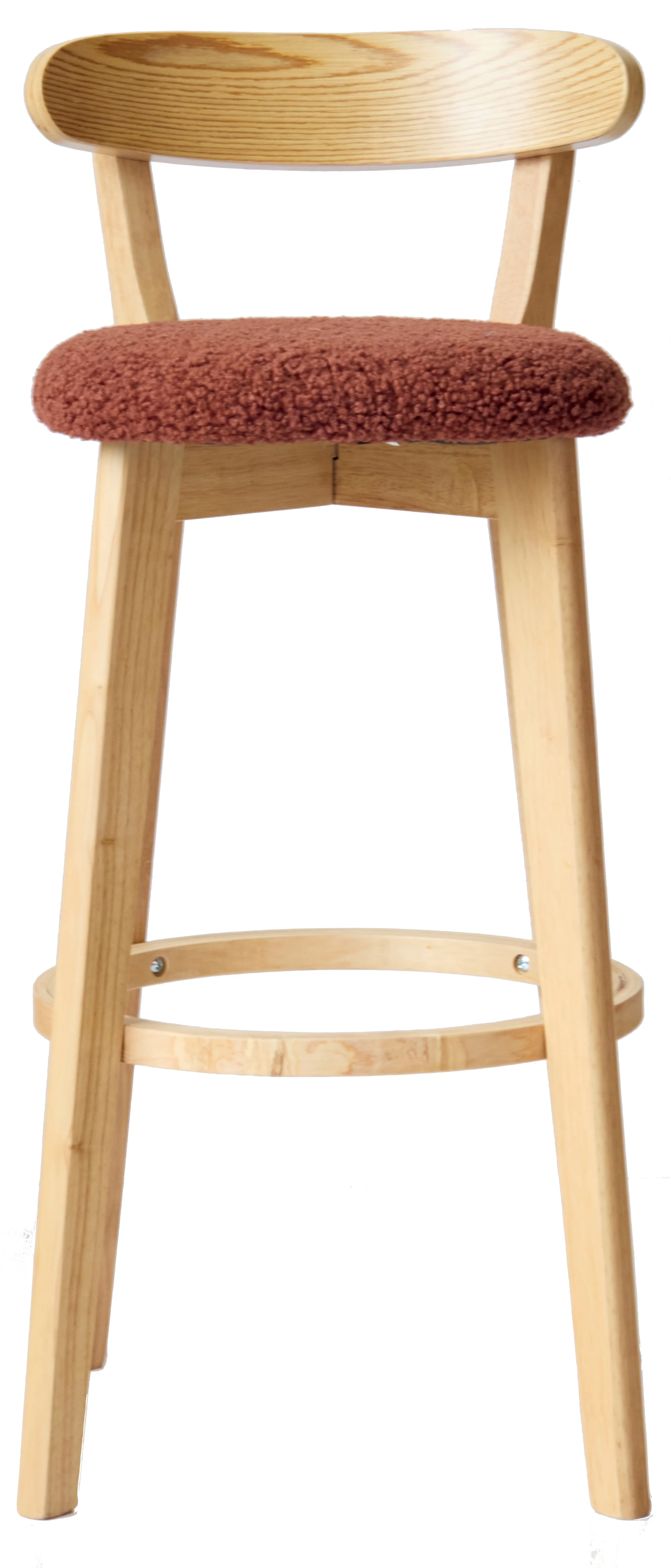 VITORIA - Lot de 2 tabourets de bar en bois et bouclettes terracotta - Image 6