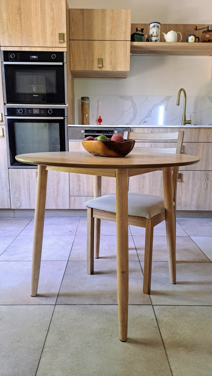 TRADITION - Table a manger ronde 4 personnes en pin massif D90 coloris naturel - Image 10