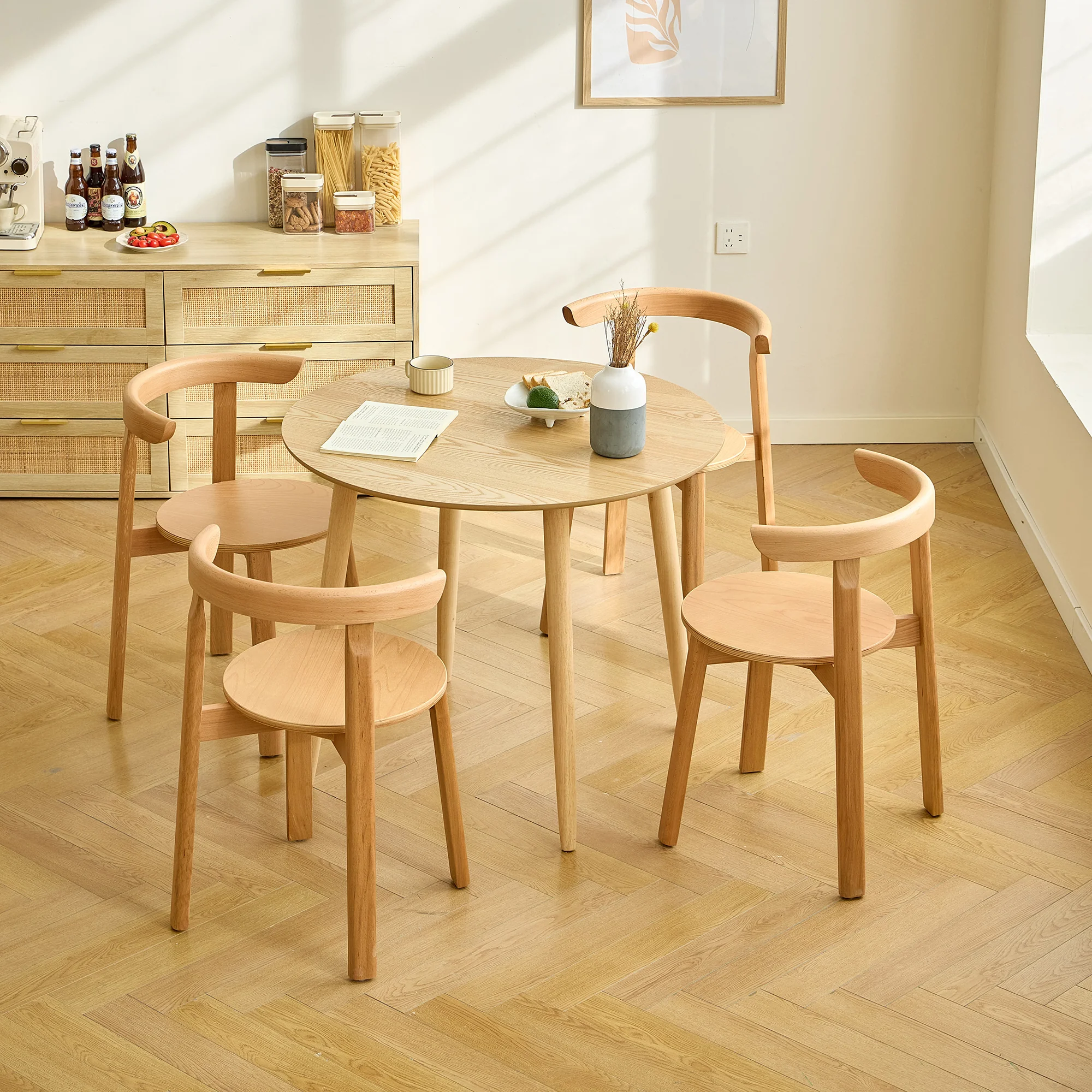 TRADITION - Table a manger ronde 4 personnes en pin massif D90 coloris naturel - Image 5