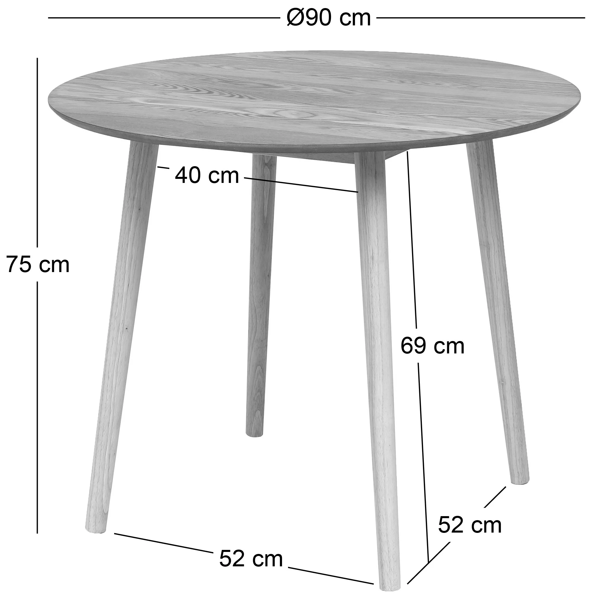 TRADITION - Table a manger ronde 4 personnes en pin massif D90 coloris naturel - Image 8