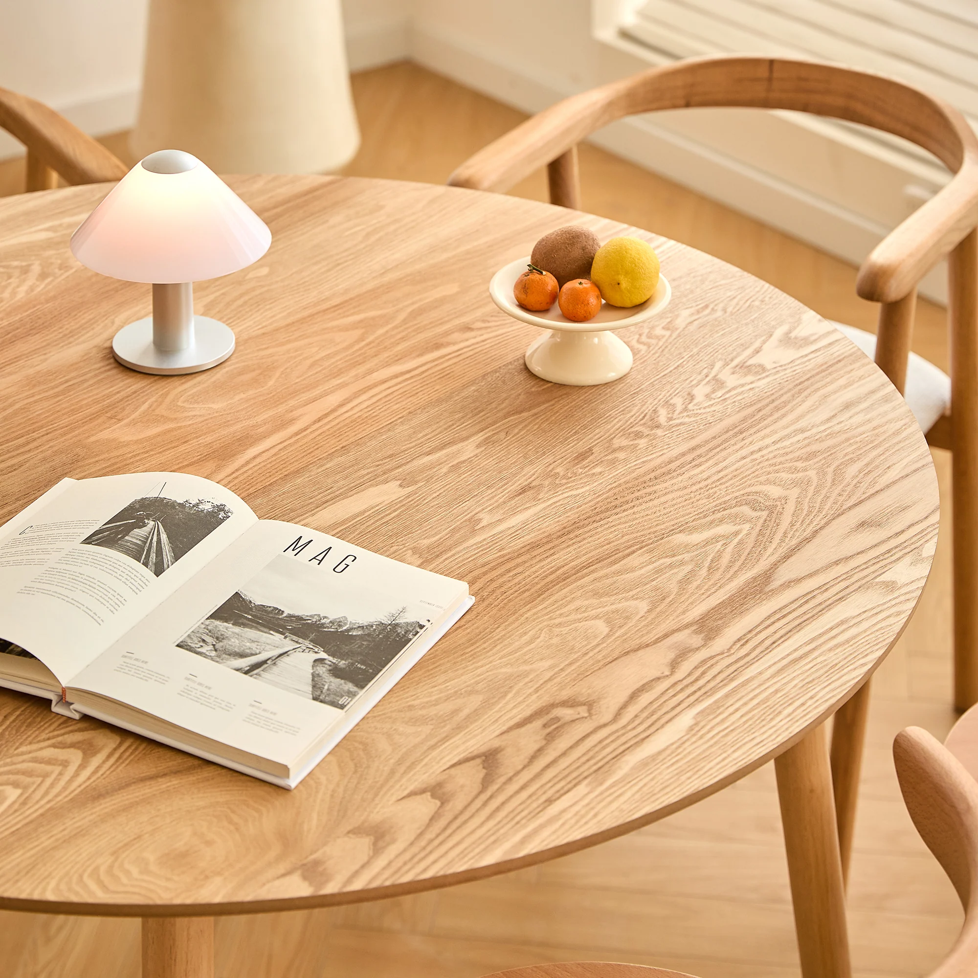 TRADITION - Table a manger ronde 6 personnes en pin massif D120 coloris naturel - Image 4