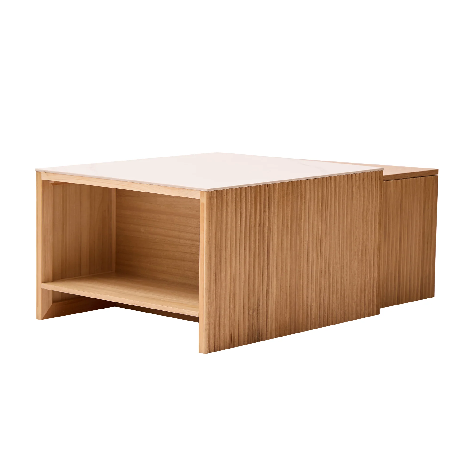 TROMSO - Set de 2 tables basses gigognes en bois et effet marbre - Image 9