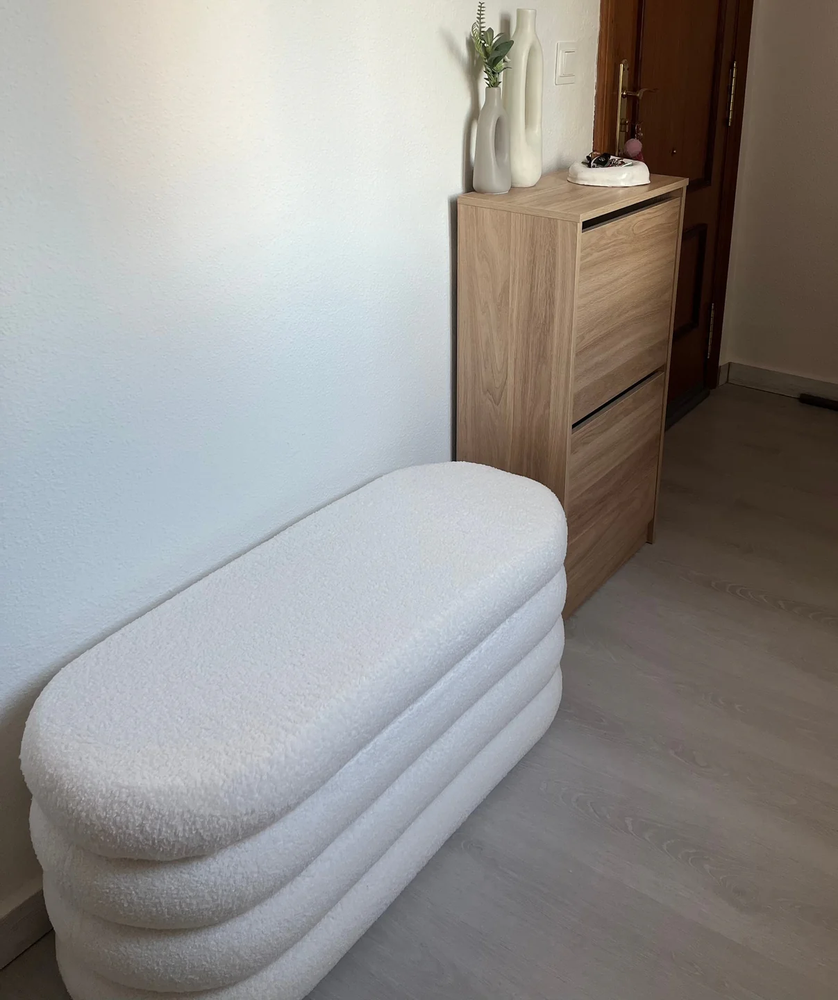 UPPSALA - Banc coffre avec rangement en bouclettes blanches - Image 7