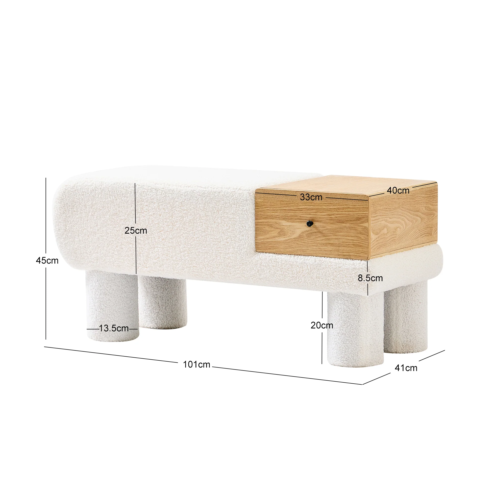 VADSO - Banc avec rangement en bouclettes blanches - Image 4