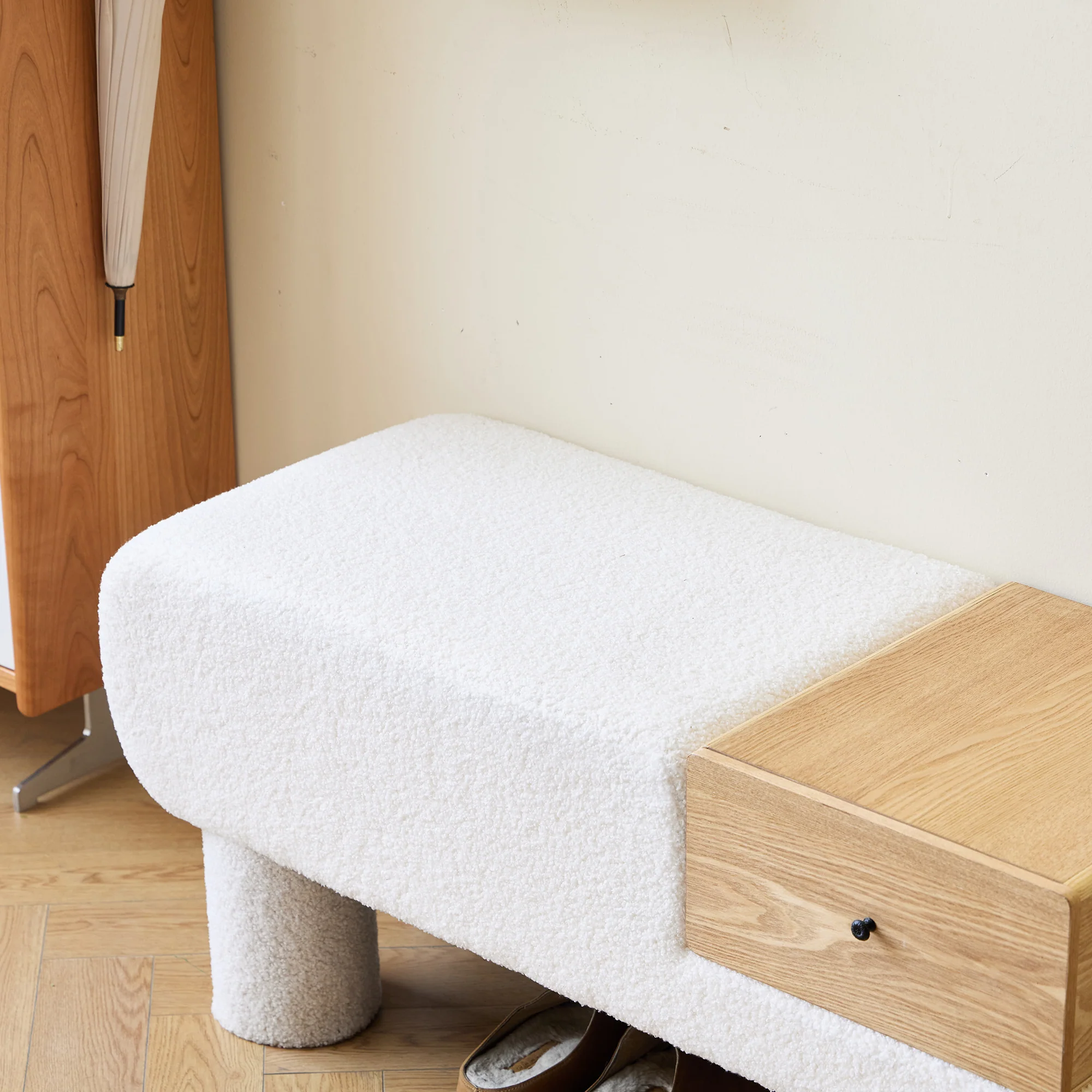 VADSO - Banc avec rangement en bouclettes blanches - Image 5