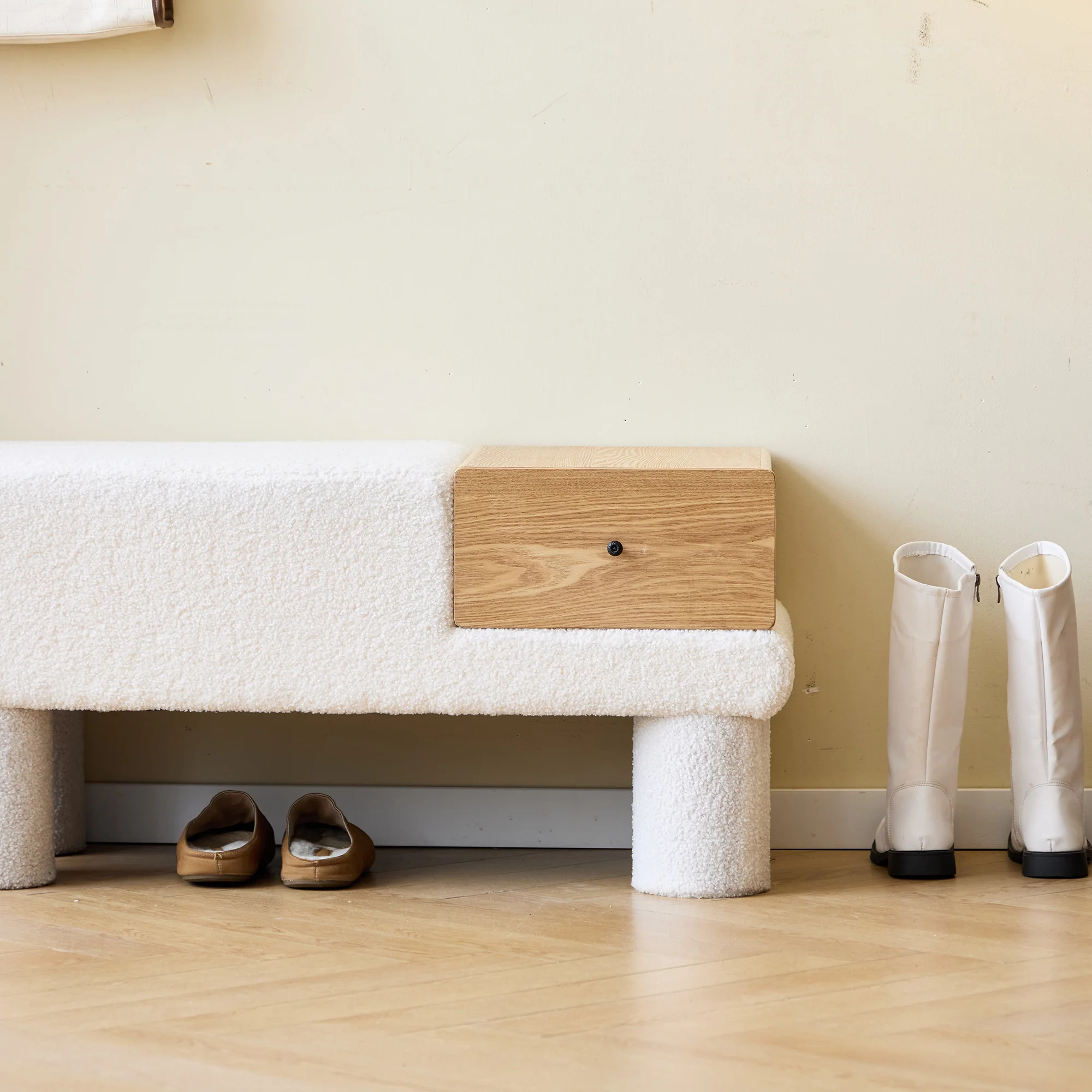 VADSO - Banc avec rangement en bouclettes blanches - Image 7
