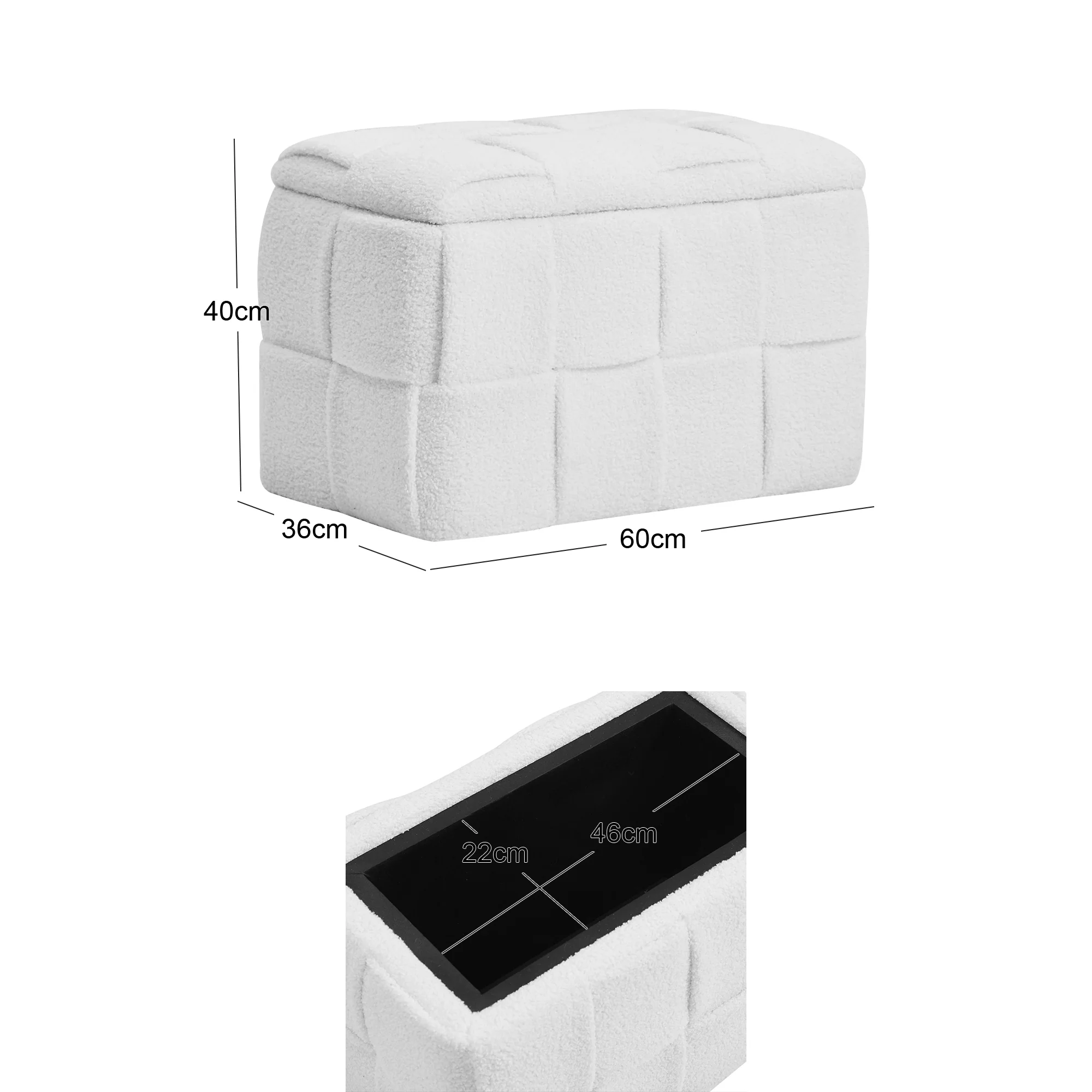 VANERN - Banc avec rangement en bouclettes blanches - Image 4