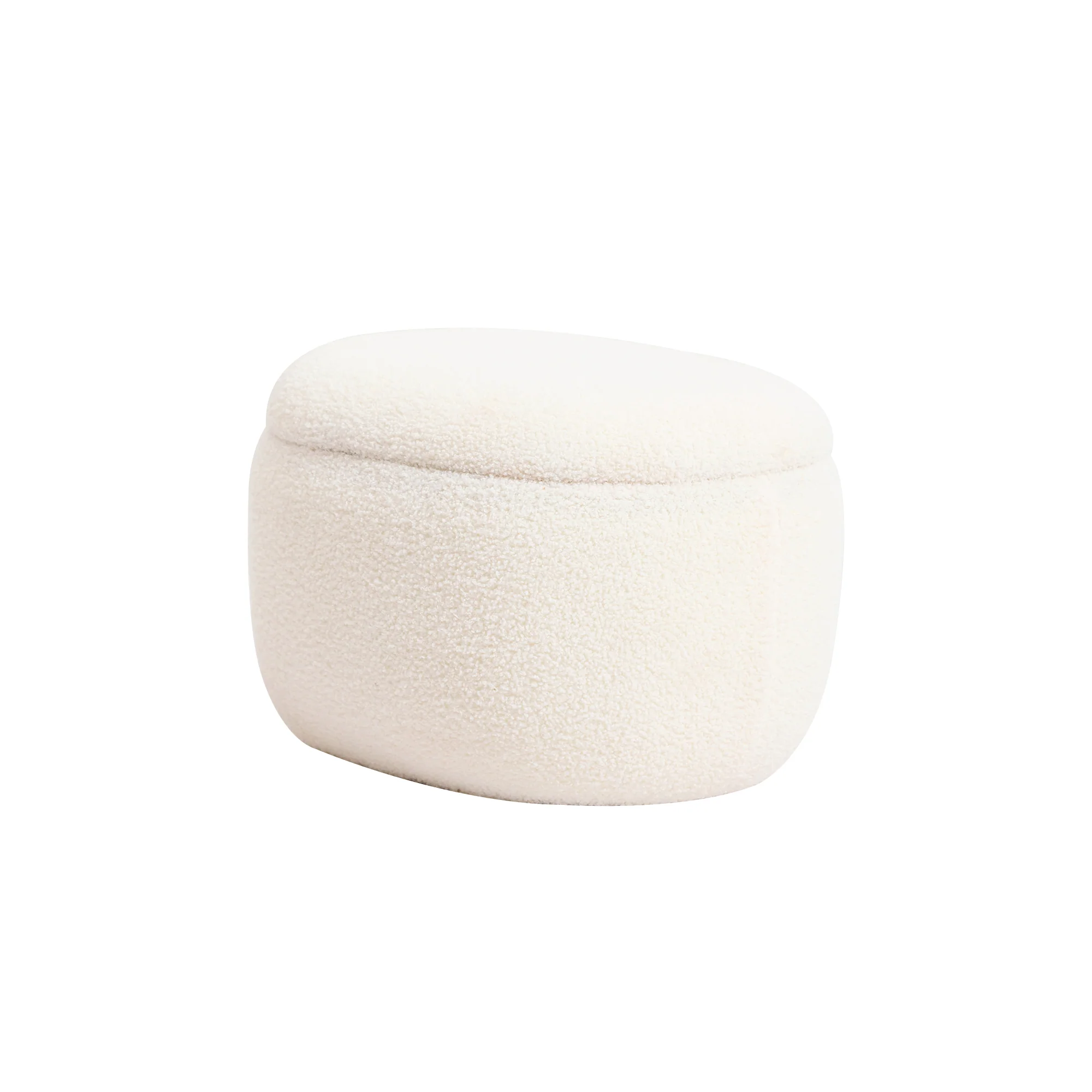 VASA - Pouf table basse avec rangement en bouclettes blanches - Image 6