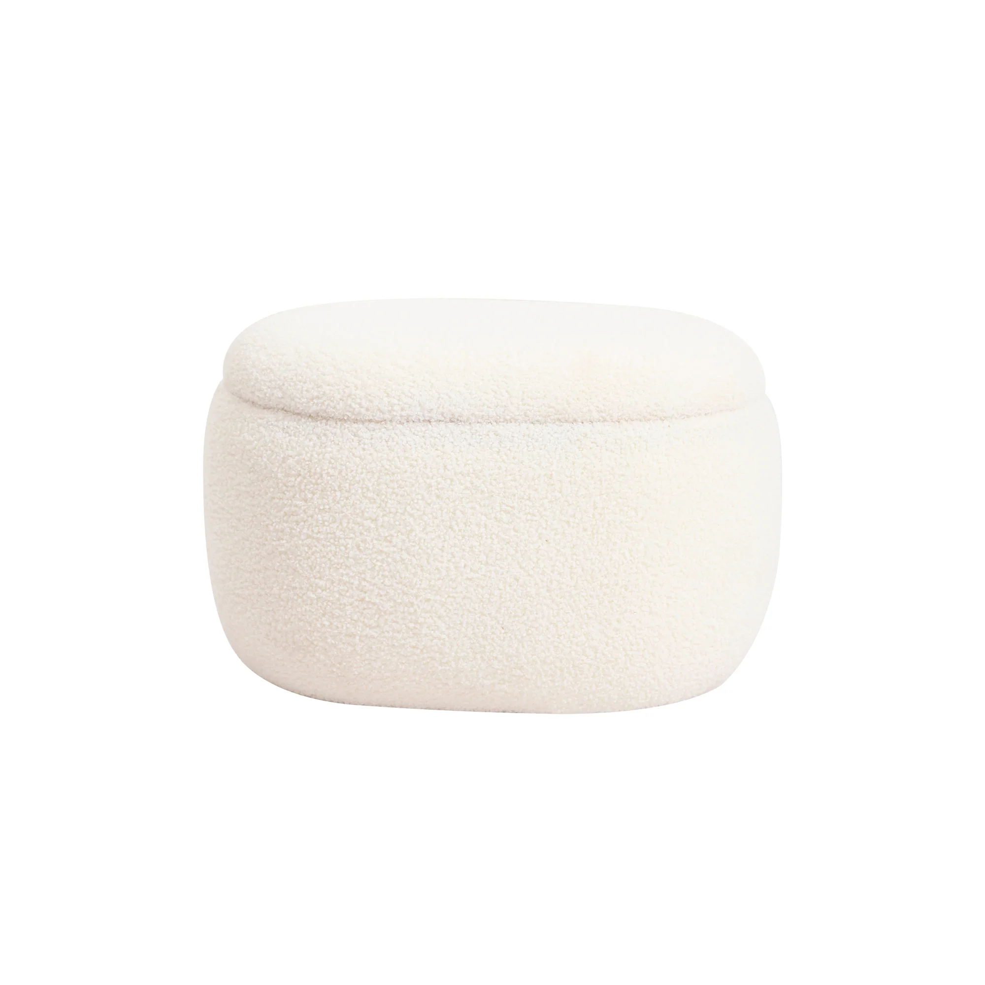 VASA - Pouf table basse avec rangement en bouclettes blanches - Image 8