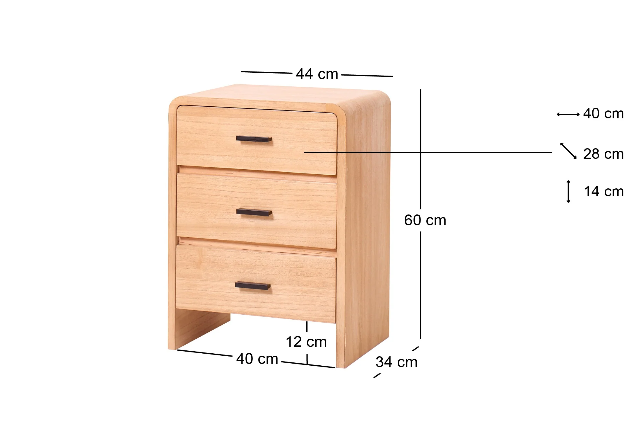 VAXTORP - Table de chevet chiffonnier 3 tiroirs en bois naturel - Image 4