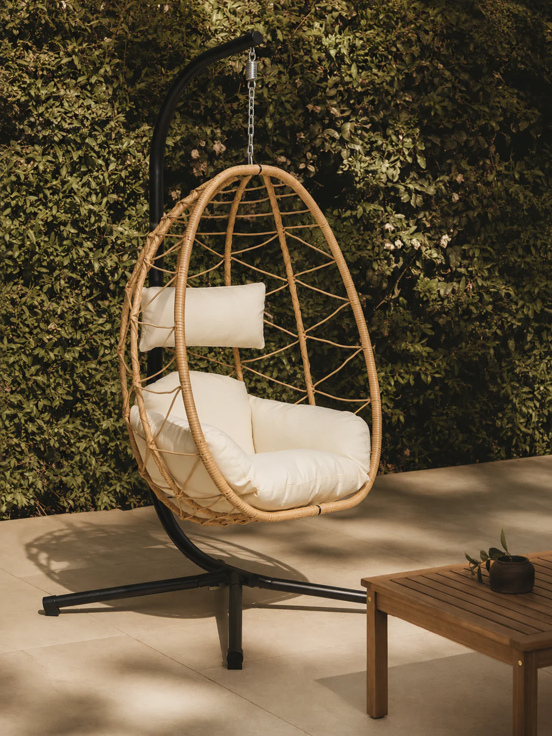 VENICE - Fauteuil suspendu en rotin et metal marron