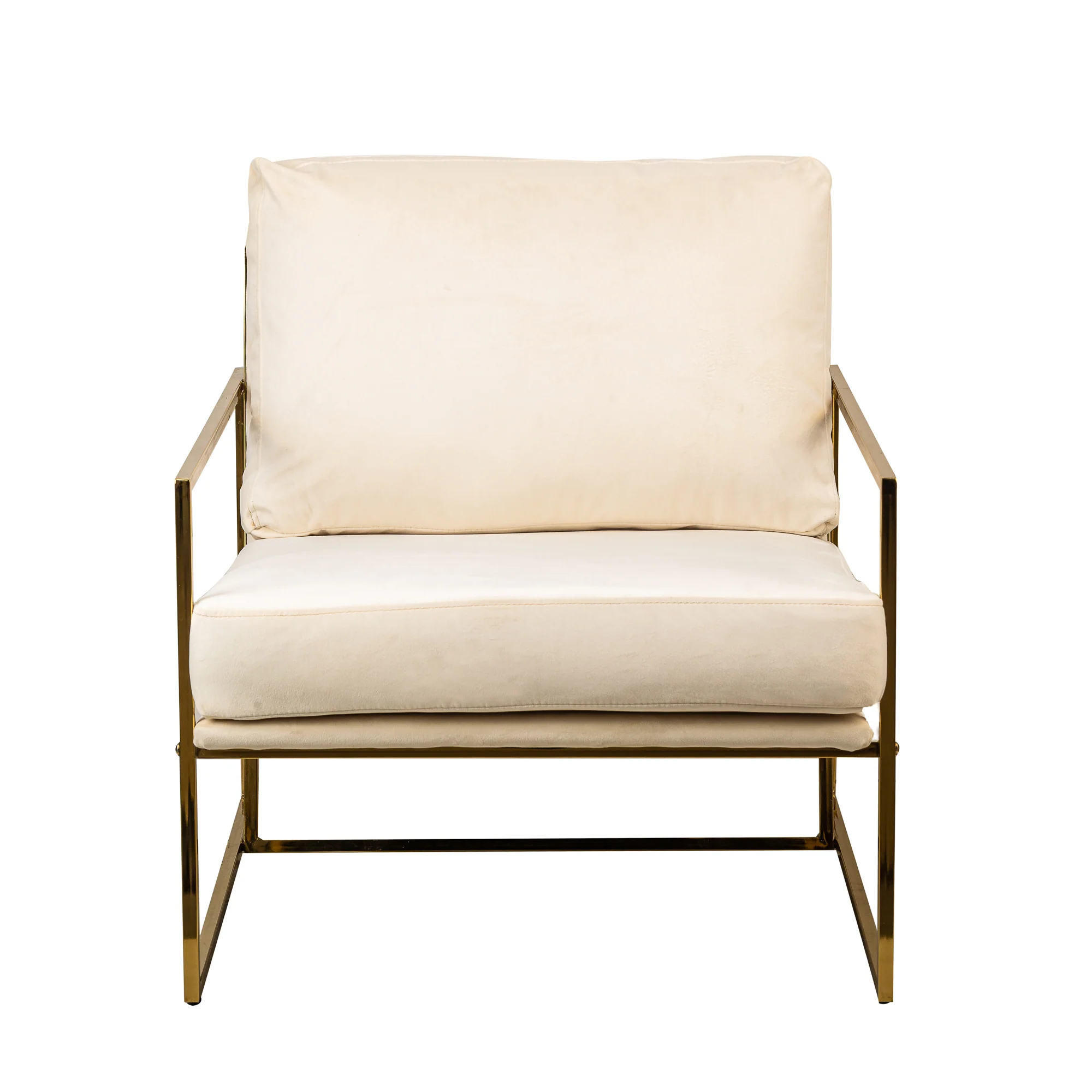VIBORG - Fauteuil de salon en métal et velours beige - Image 6